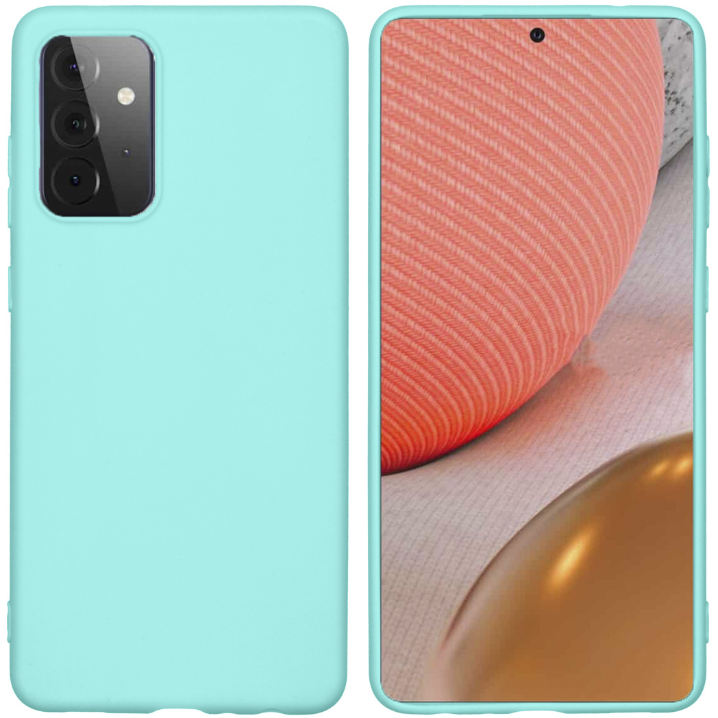 Telefoonhoesjesset, één kant toont de achterkant, de andere kant het scherm. Witte achtergrond.