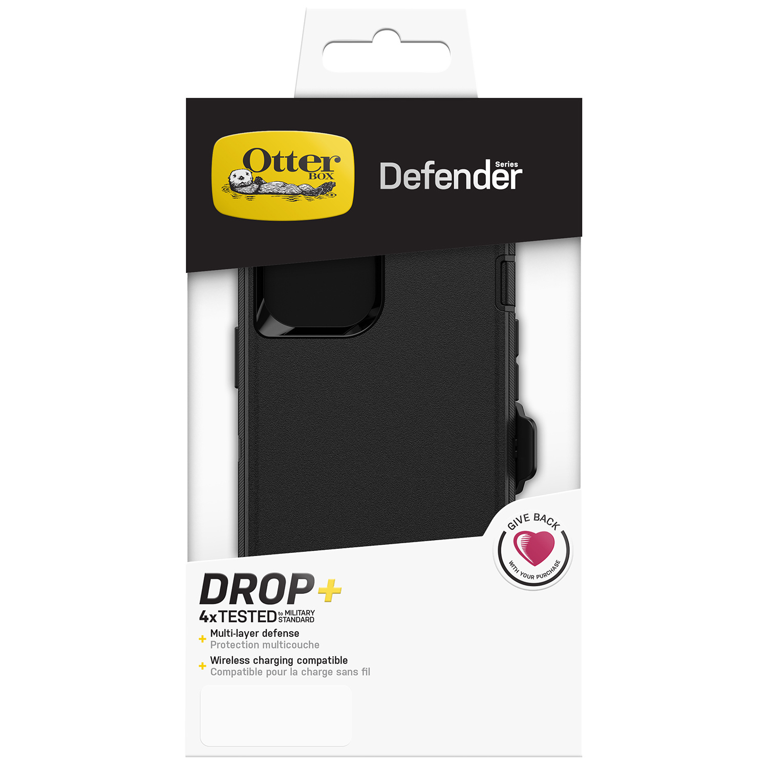 OtterBox Defender Series Handyhülle Verpackung, mit Handy-Grafik.