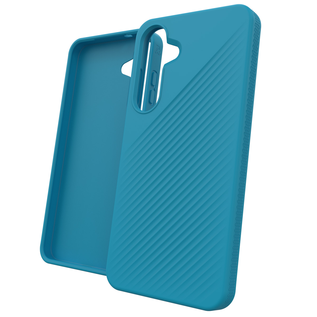 Coque de téléphone vert d'eau. La coque est ouverte, montrant l'intérieur. Le fond est blanc.