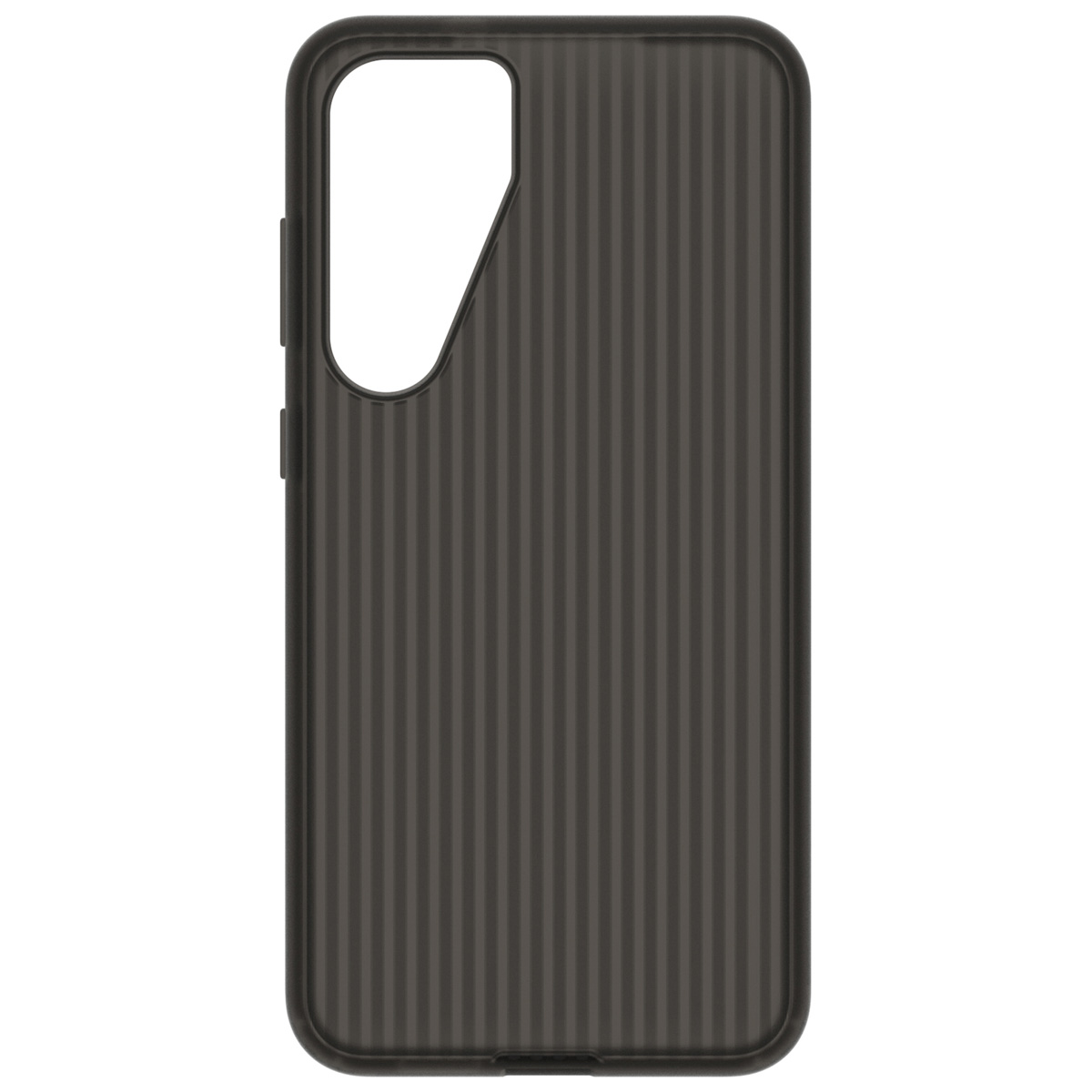 Coque de téléphone grise. L'étui est conçu pour protéger le téléphone. L'étui a un trou pour la caméra.