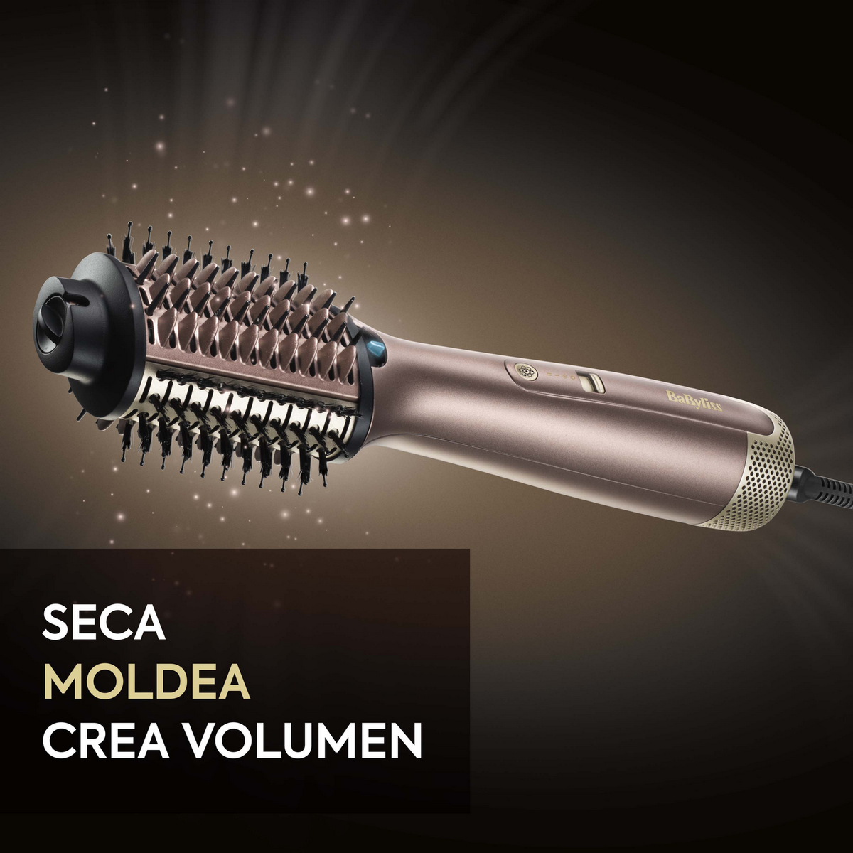 Haarstylingbürste, brauner Griff, Text: SECA, MOLDEA, CREA VOLUMEN.