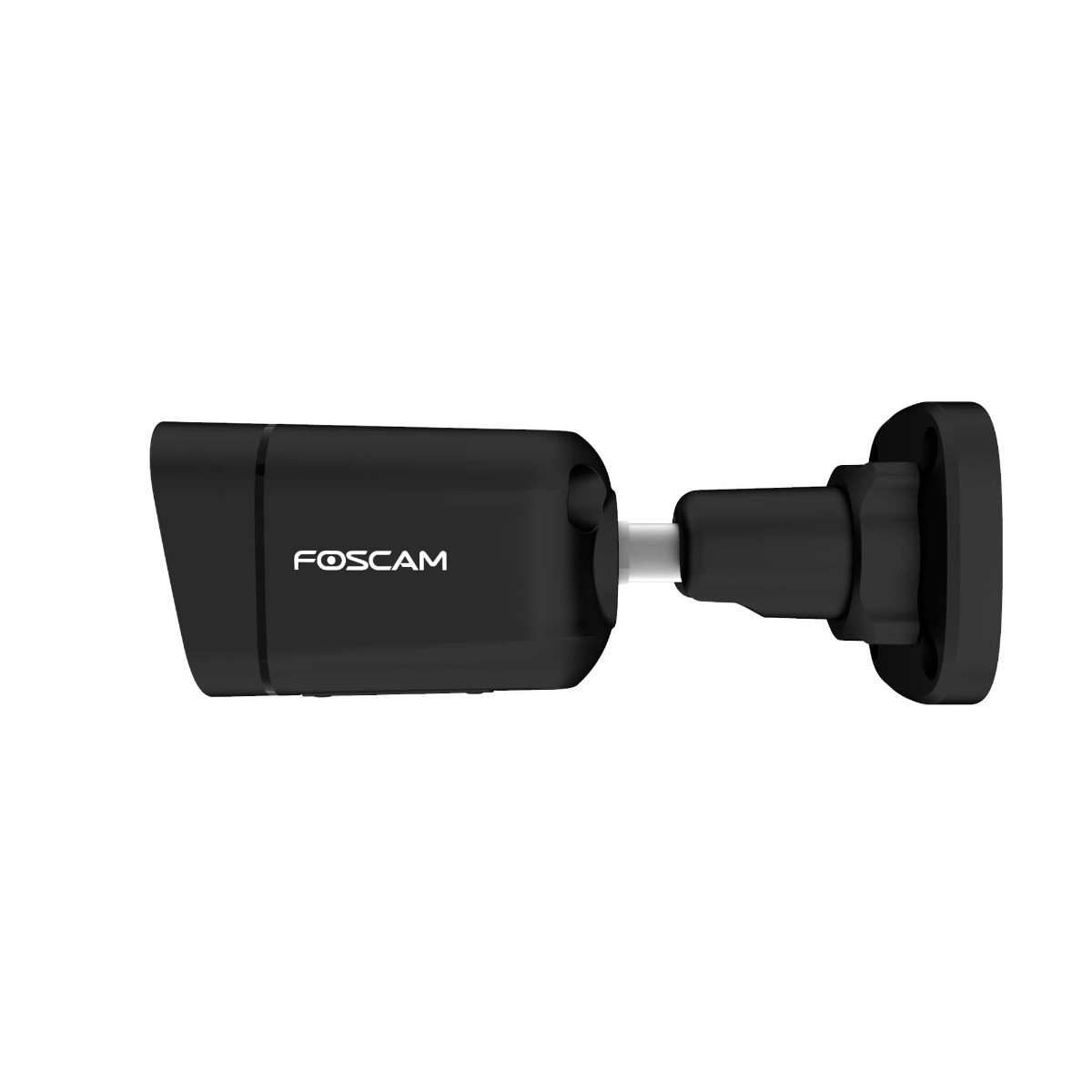 Black security camera with the word FOSCAM on it. White background.