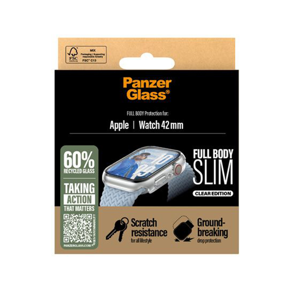 Packaging for Panzer Glass screen protector for Apple Watch.