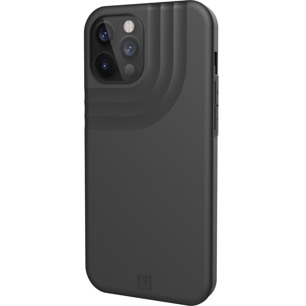 Eine schwarze Handyhülle mit einem schwarzen Telefon darin.
