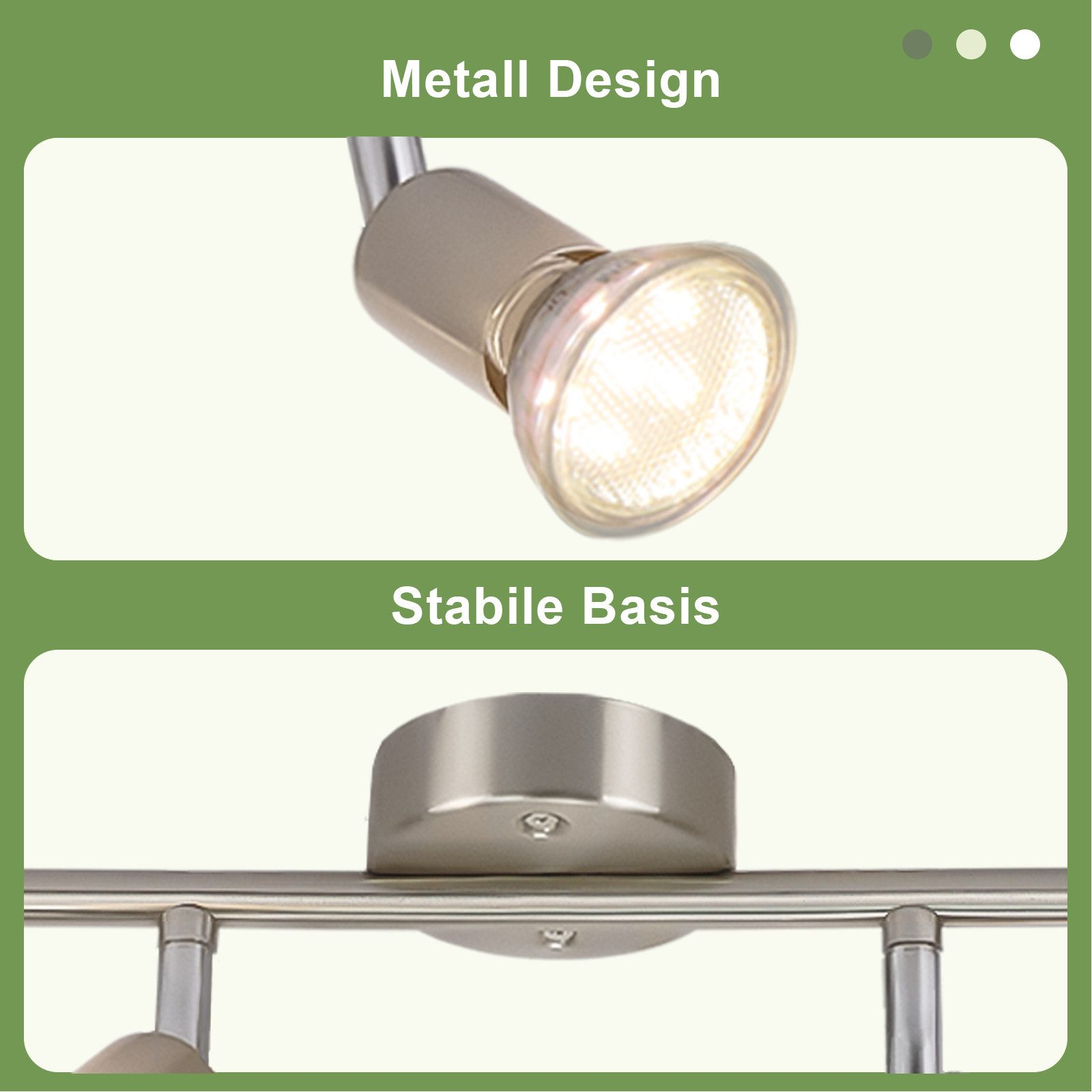 Szczegóły metalowej oprawy oświetleniowej. Widoczna lampa i podstawa, z tekstem na górze.