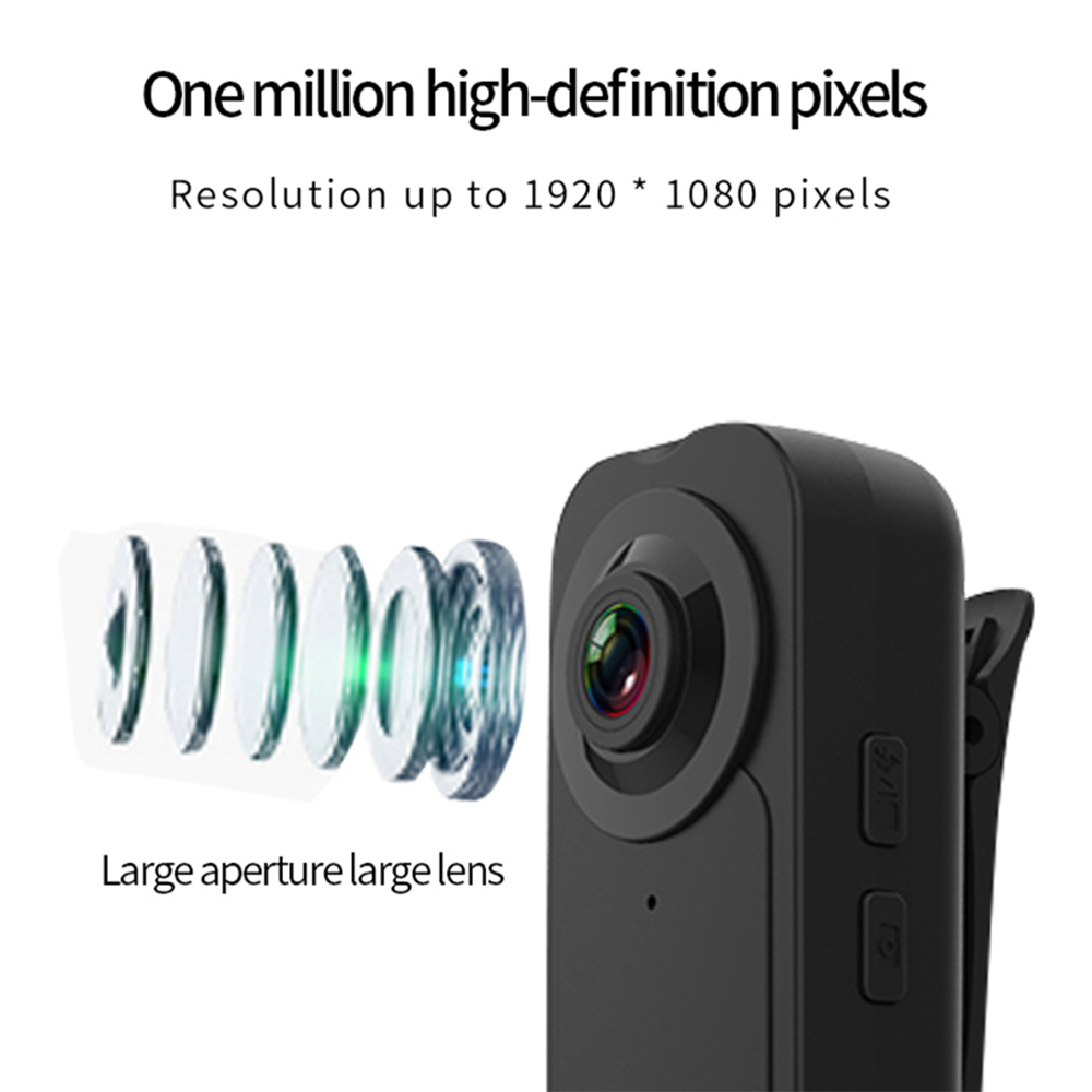 Nahaufnahme einer schwarzen Kamera mit Linsenelementen. Text: Eine Million hochauflösende Pixel.