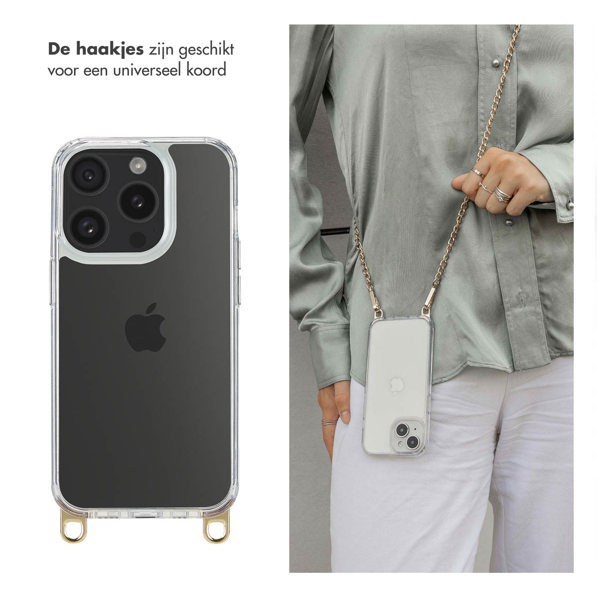 SELENCIA Cordino Cover per Apple iPhone 15 Pro, Trasparente