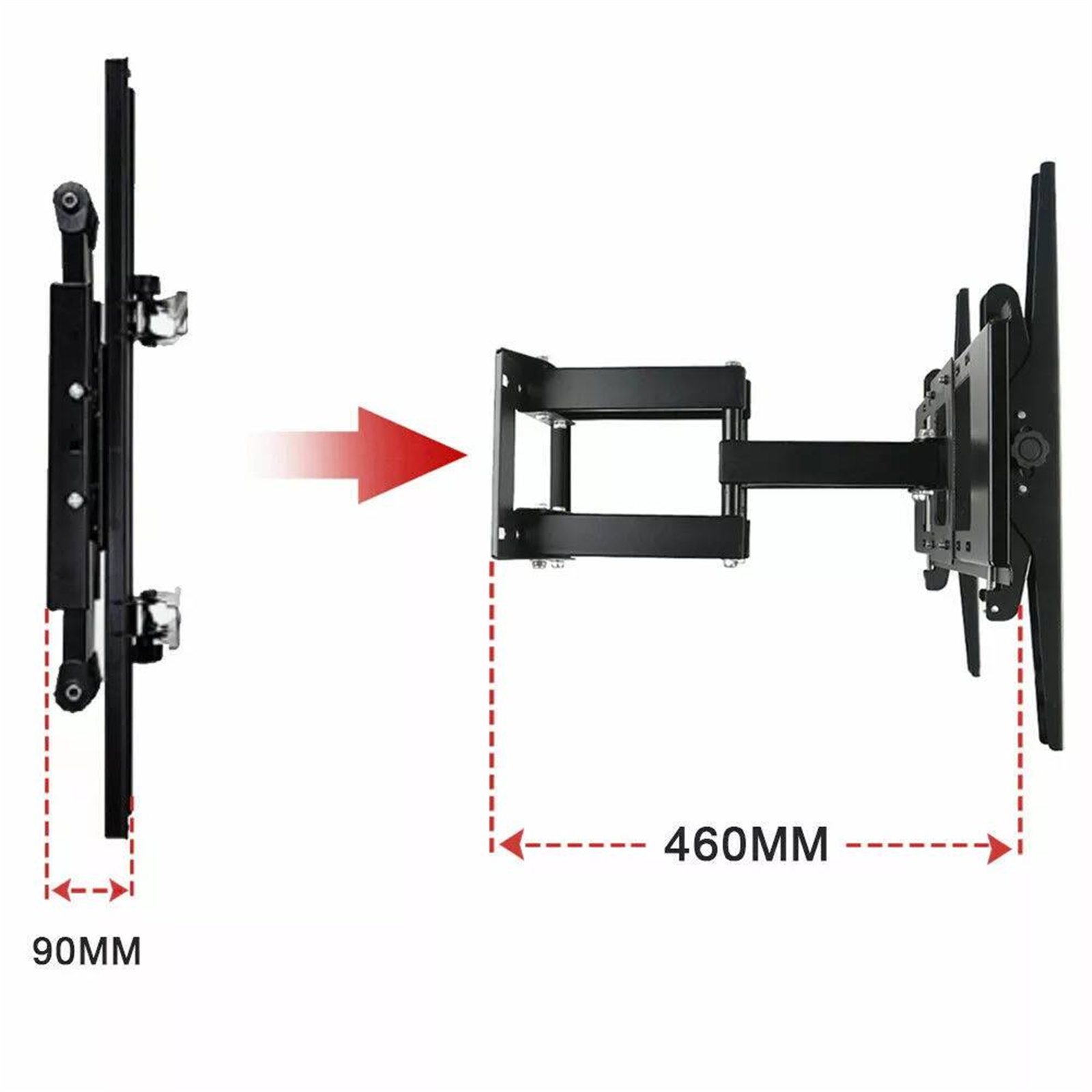 Wandhalterung für einen Fernseher mit den Maßen 90 mm und 460 mm.