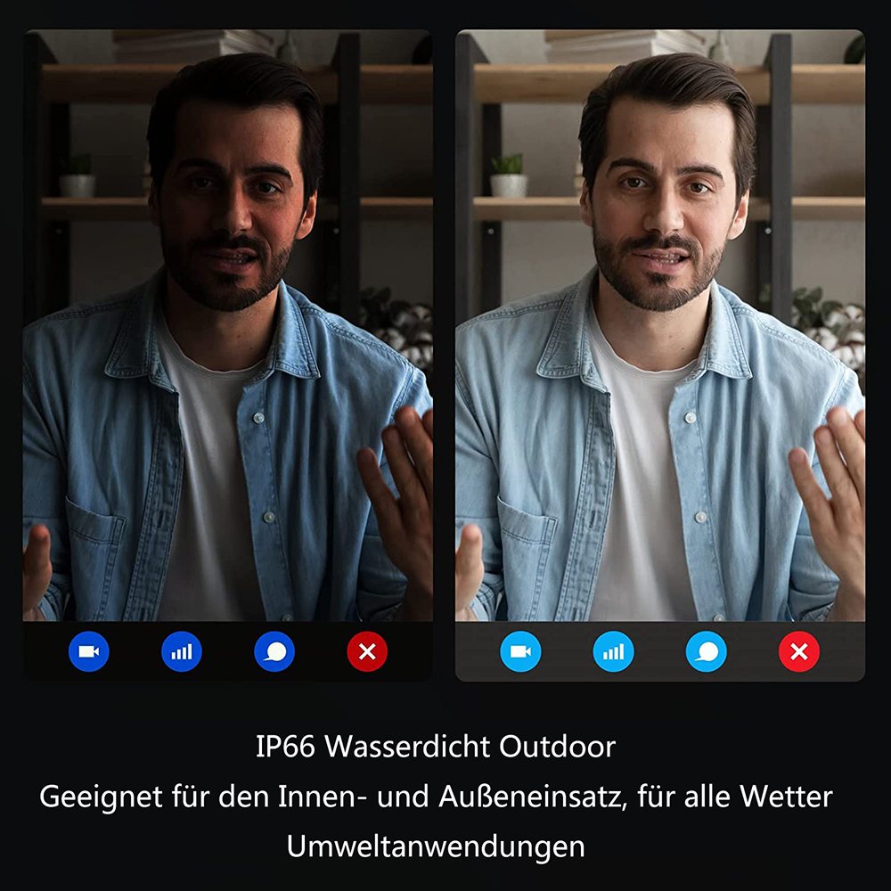 Mann in einem Videoanruf. Das Bild zeigt zwei Versionen des Mannes unter verschiedenen Lichtverhältnissen.