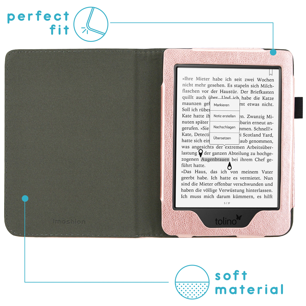 IMOSHION Coque folio compatible avec Tolino Page 2 Housse 6 pouces Rose dorée