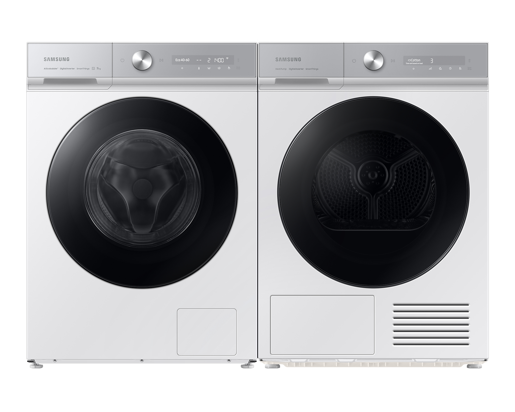 Een witte LG wasmachine met een open deur.