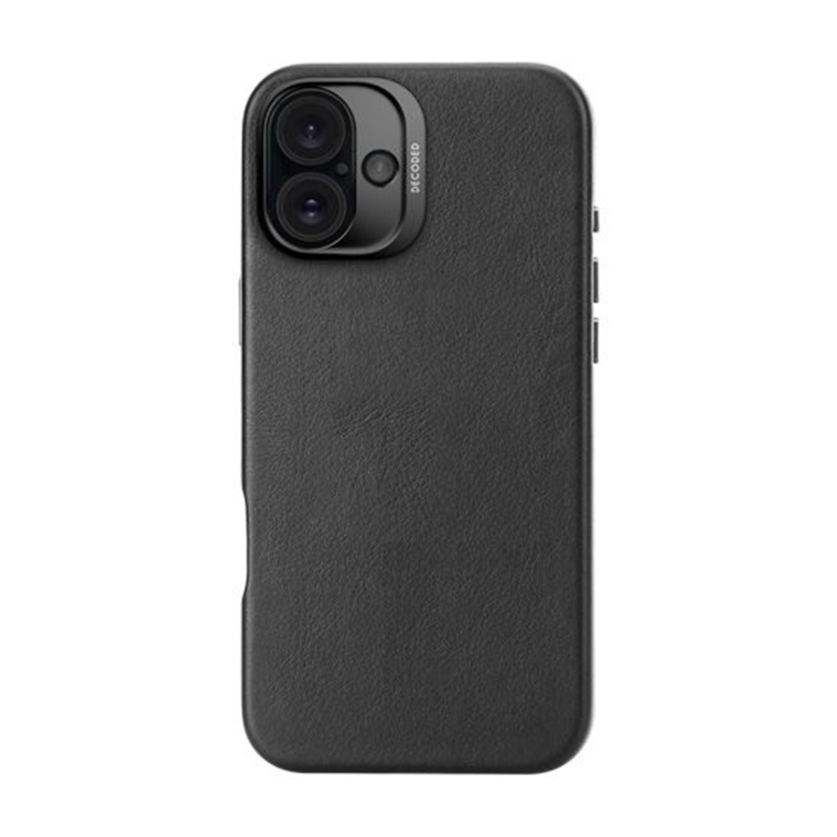 Custodia nera per telefono con ritaglio per fotocamera. La custodia è strutturata.