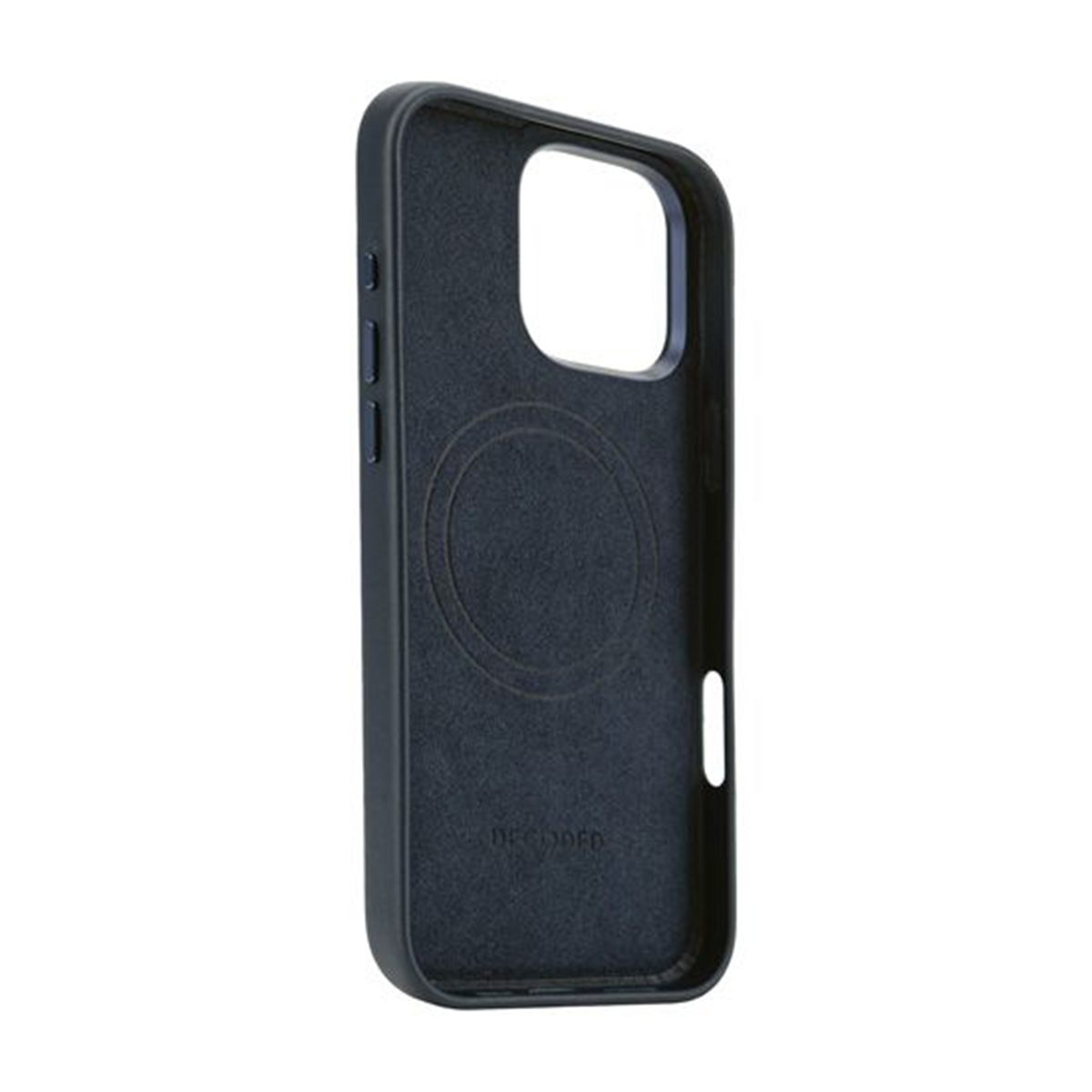 Coque iPhone noire avec cercle MagSafe. Vue intérieure.