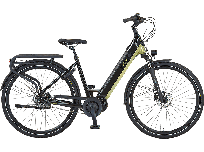 PROPHETE GENIESSER 5.0 Citybike (Laufradgröße: 28 Zoll, Rahmenhöhe: 48 cm, Erwachsene-Rad, 720 Wh, Schwarz/ grün)