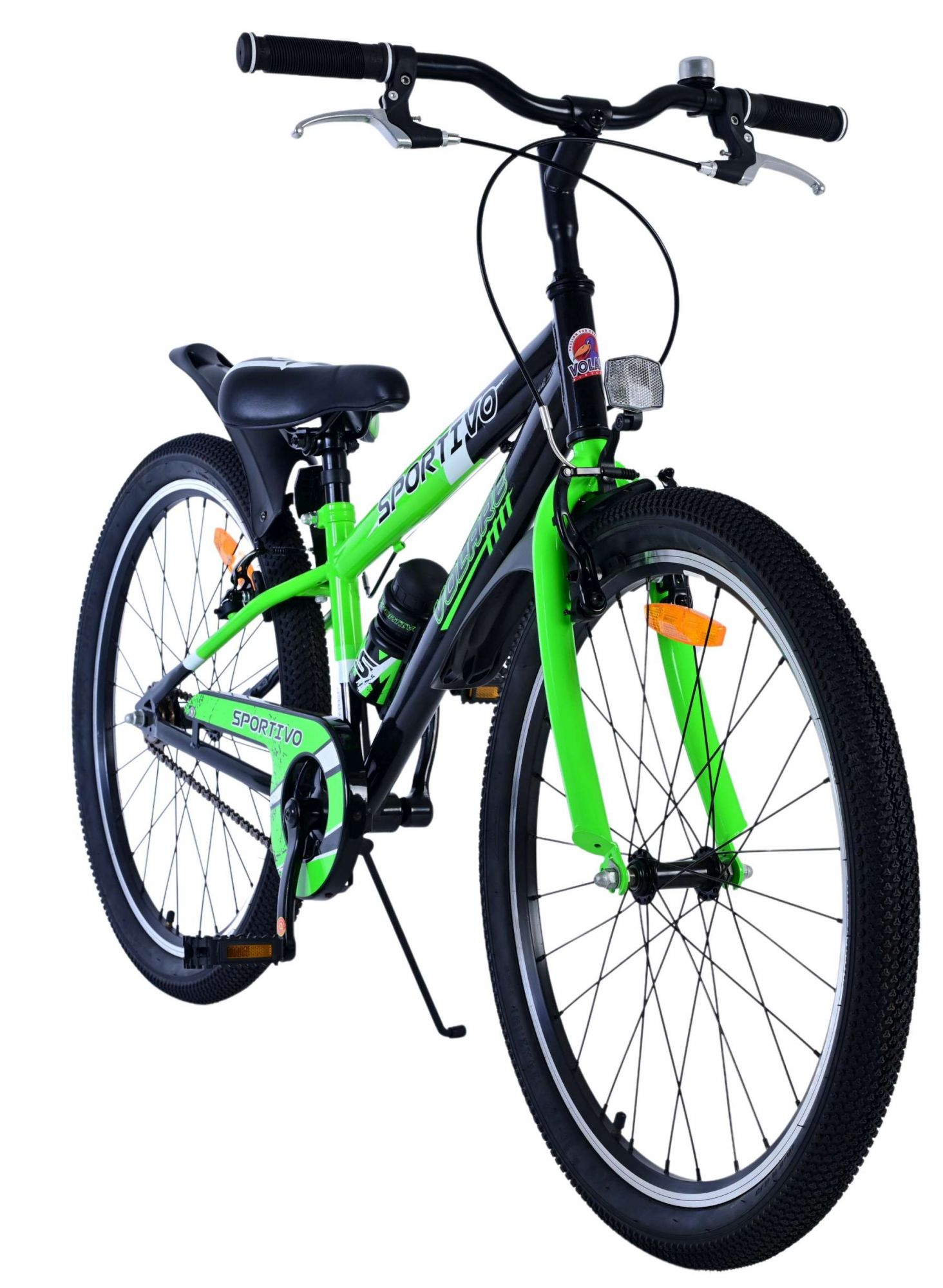 Grünes und schwarzes Mountainbike mit dem Wort 'SPORTIVO' sichtbar.