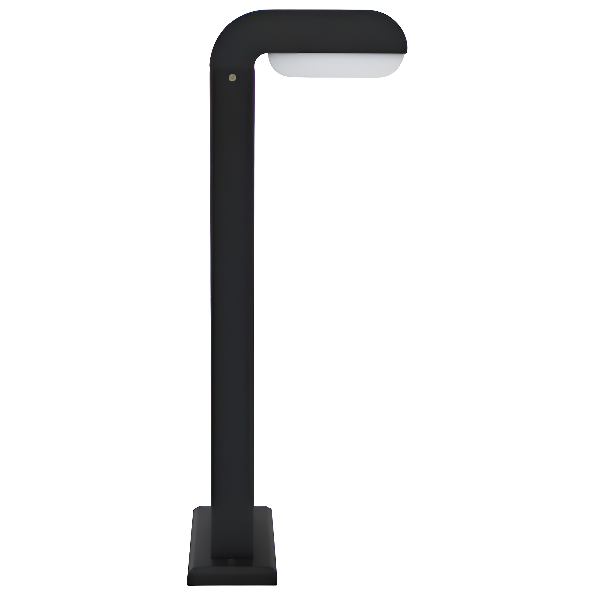 Schwarze Außenlampe im modernen Stil mit rechteckiger Lichtquelle.