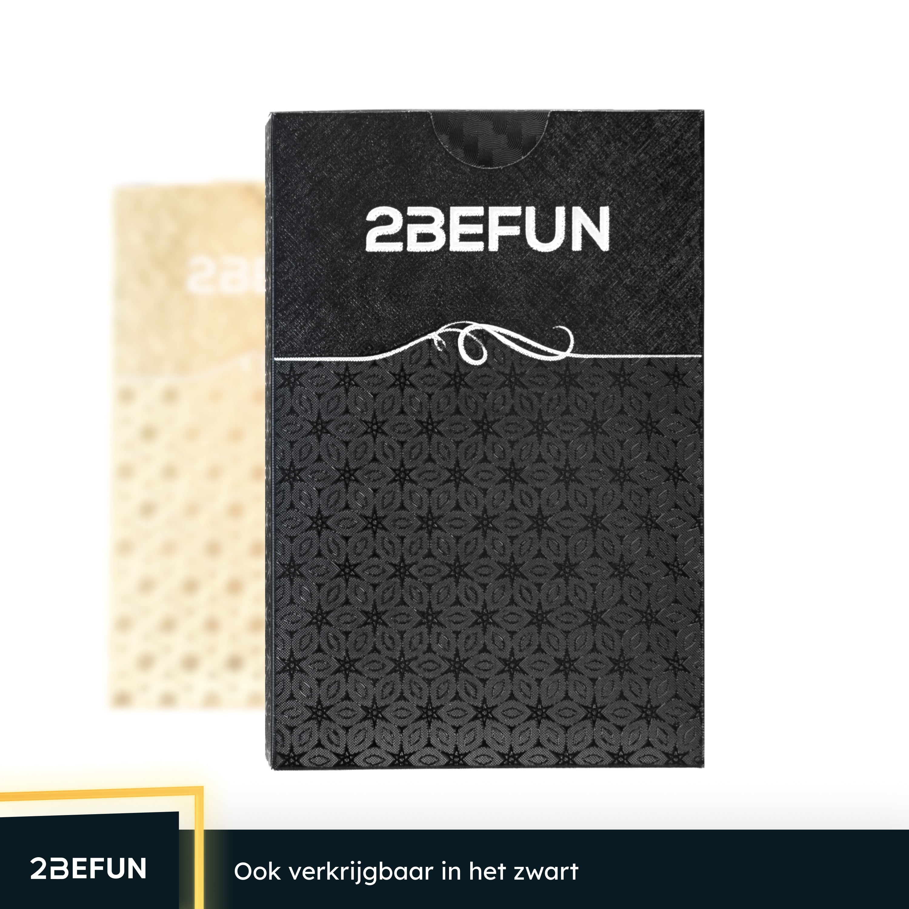 A black box of cards, with the brand name '2BEFUN'. Another box is slightly out of focus.