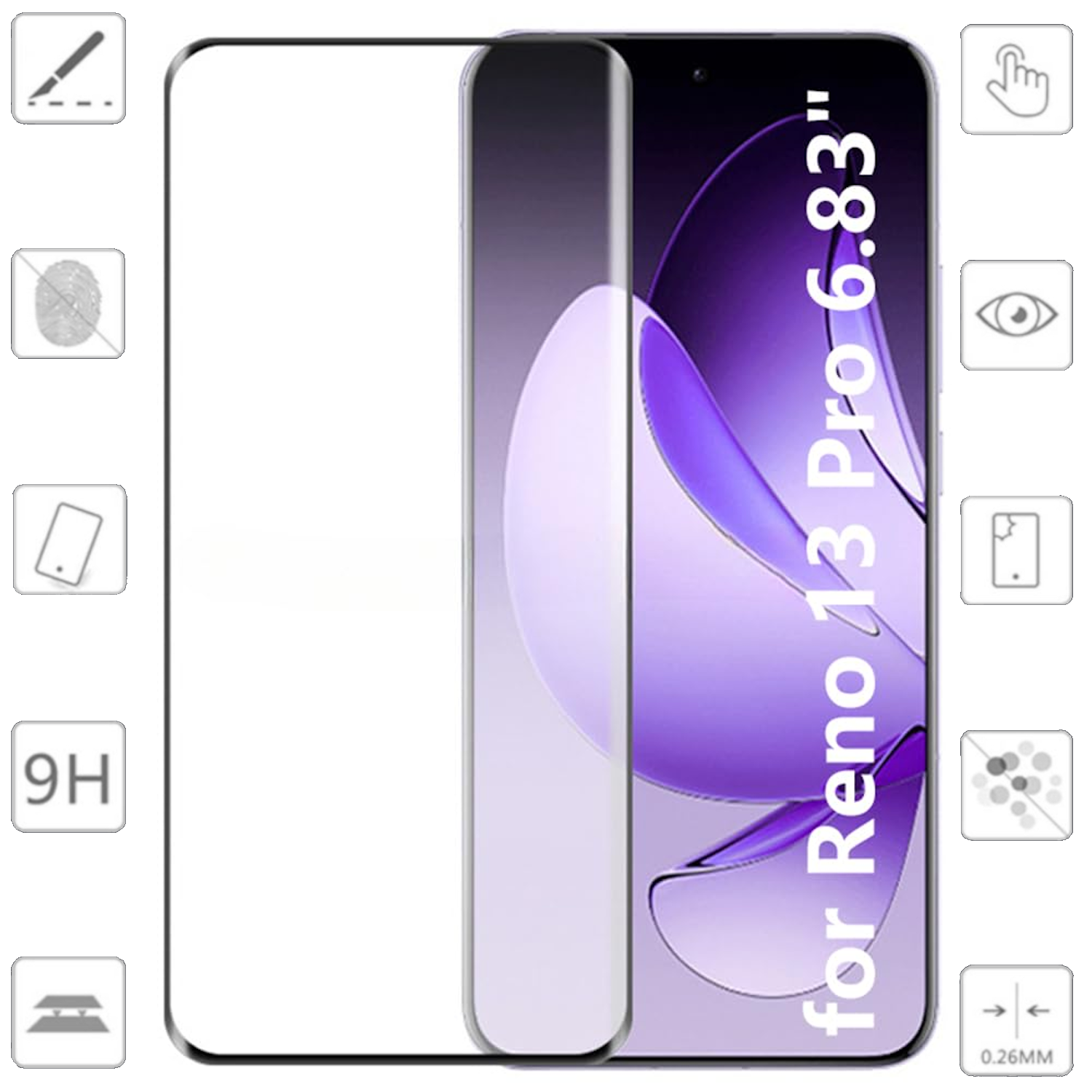 Protezione schermo per telefono, testo a destra.