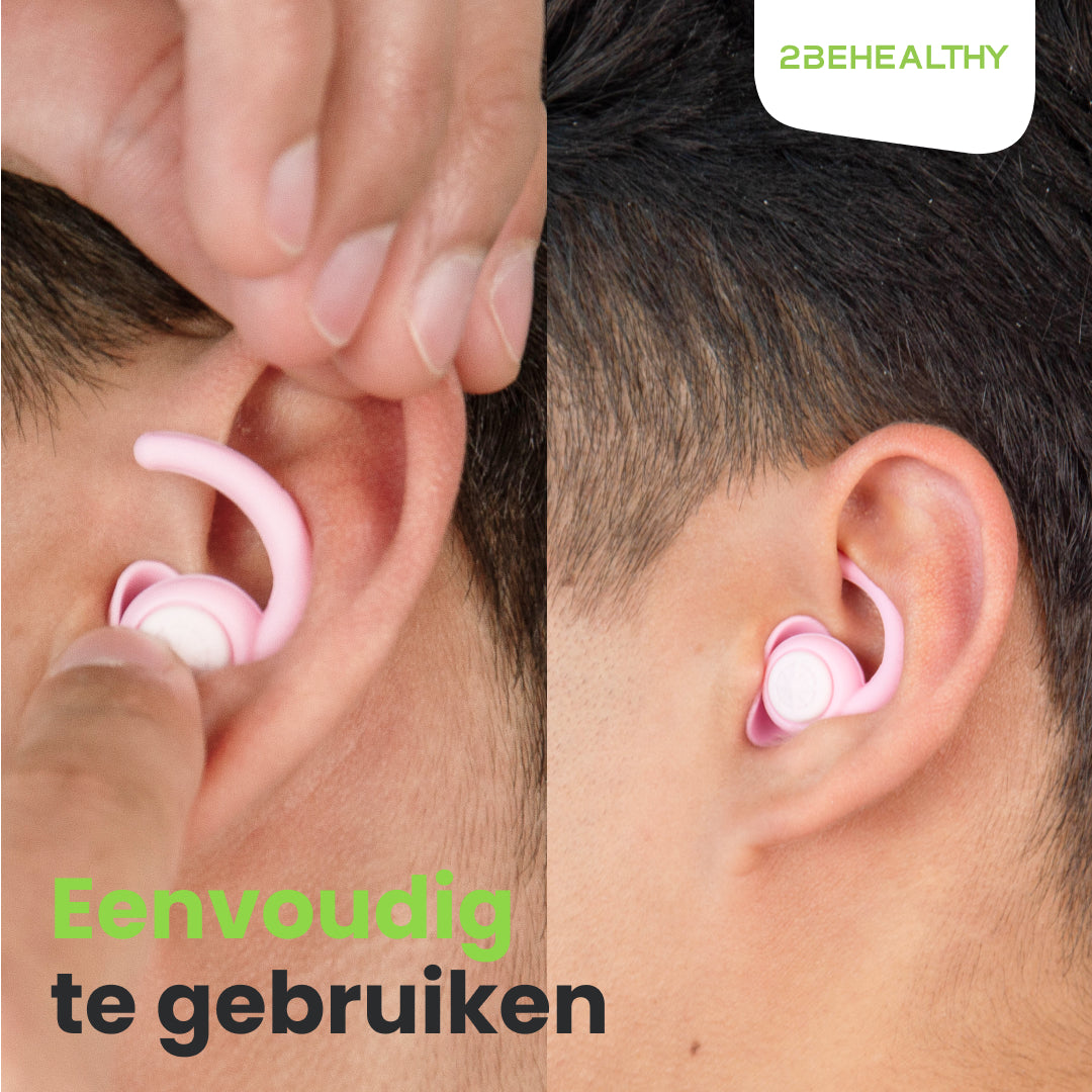 Two images of earplugs in ears.  The text says simple to use.