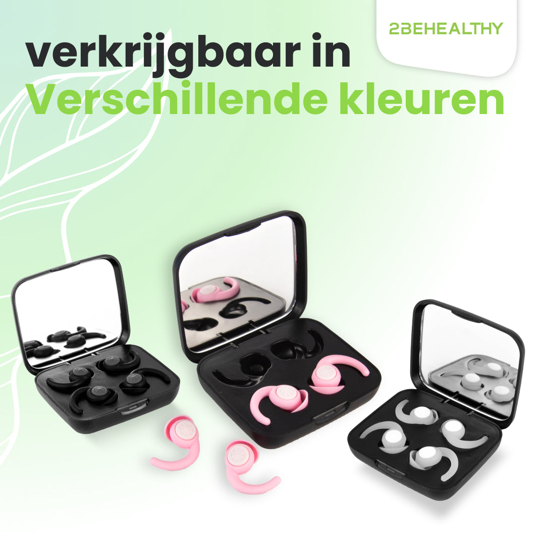 Three earbud cases open, showcasing different colored earbuds: black, pink, and white with pink accents.