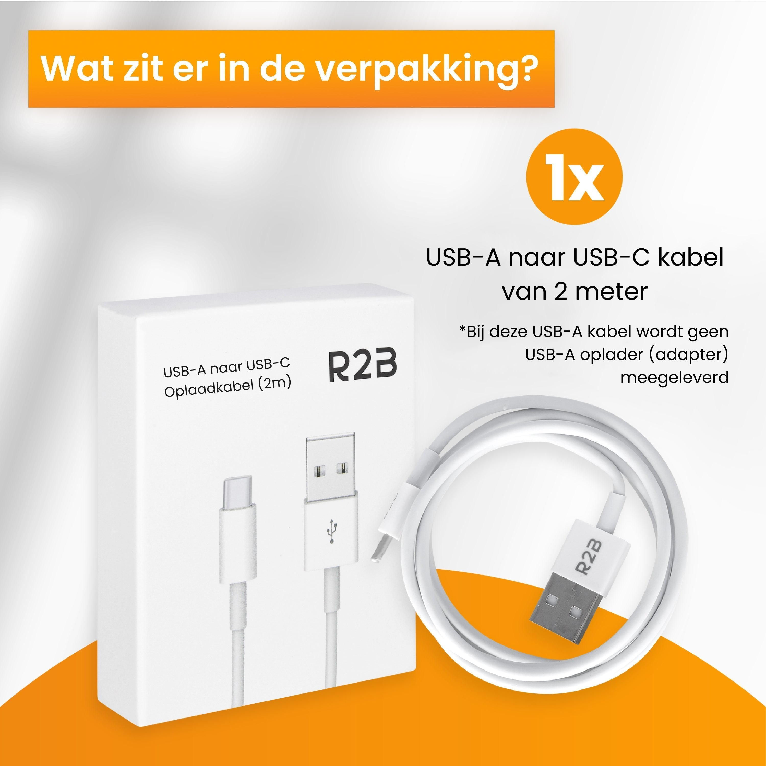 USB-A to USB-C cable, and its packaging. The cable is white.