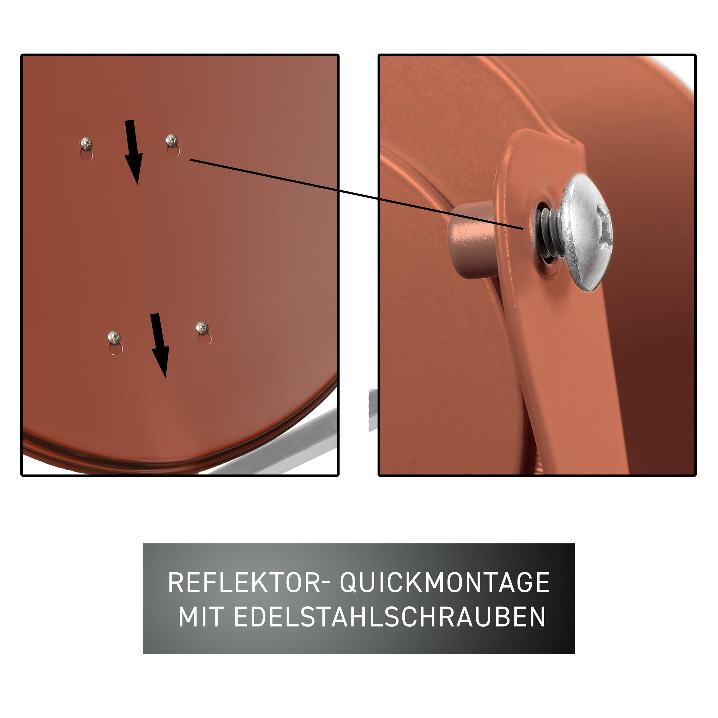 Nahaufnahmen eines braunen Metallobjekts, die Schraubmontagedetails zeigen.