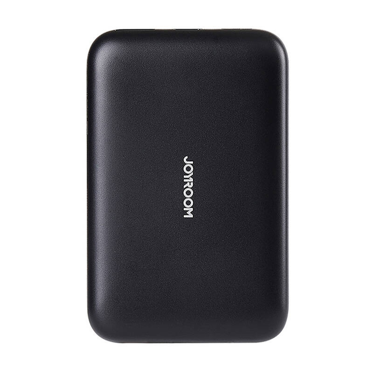 Eine schwarze Powerbank der Marke Joyroom. Das Gerät ist rechteckig mit abgerundeten Kanten.