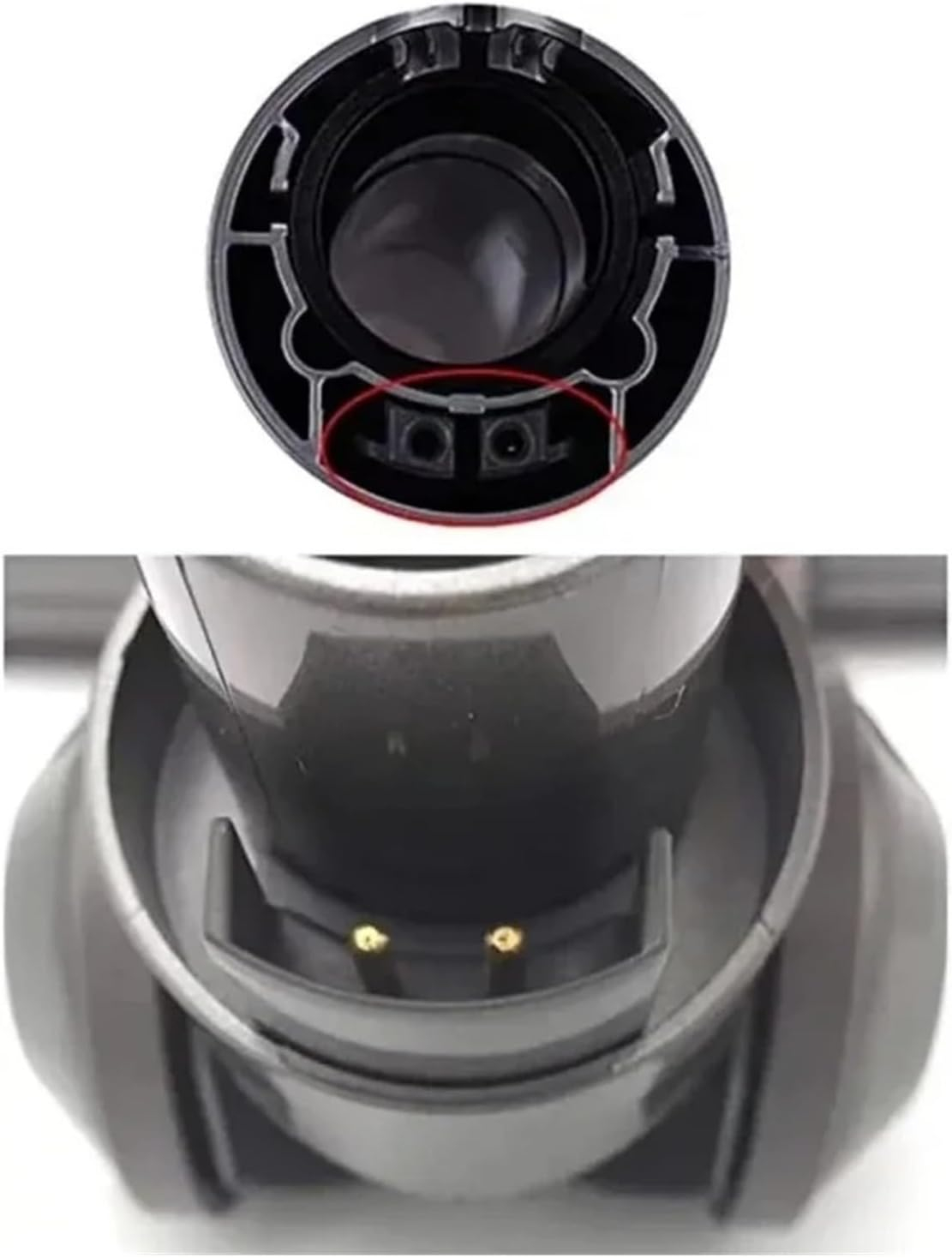 Zbliżenie dwóch małych otworów.