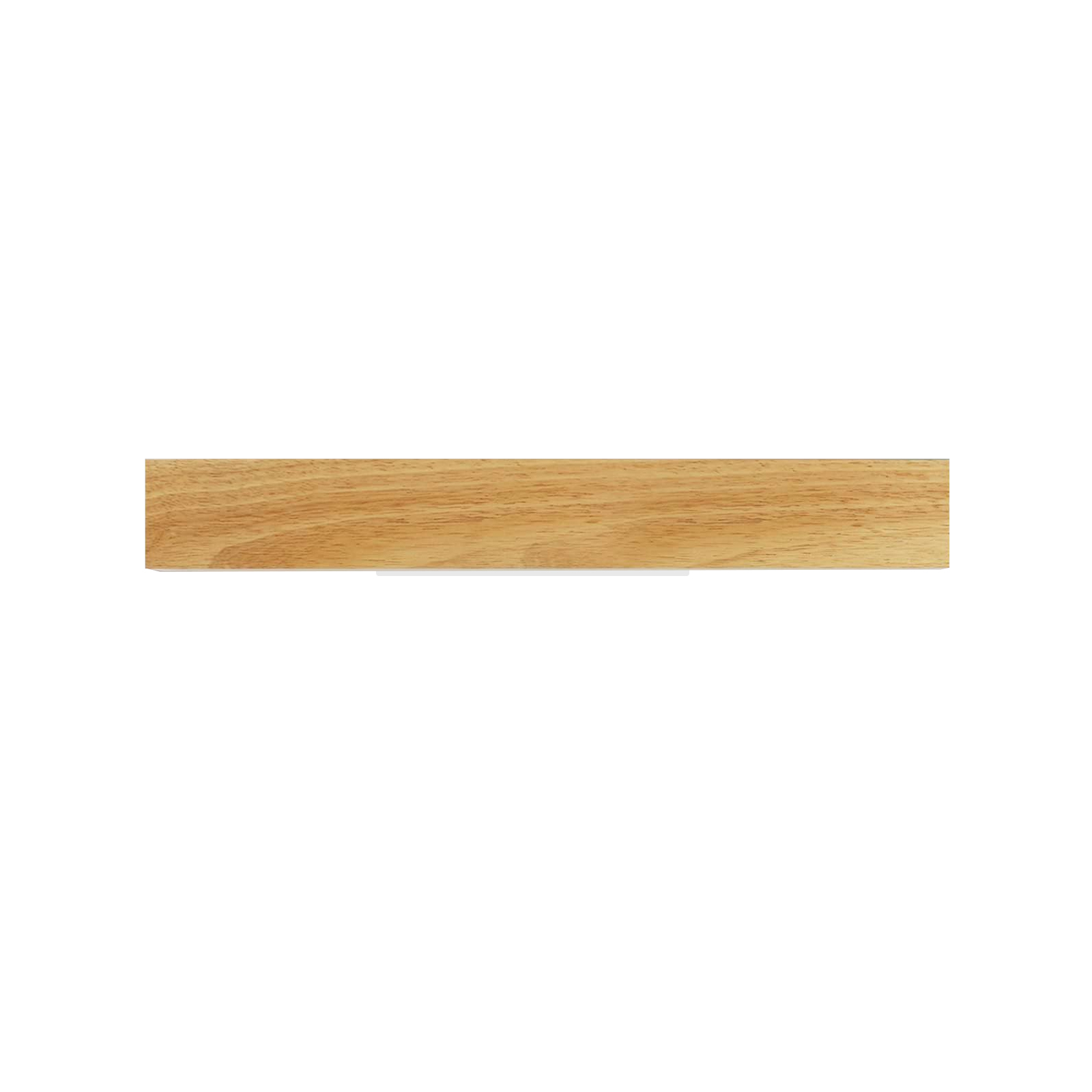 Ein rechteckiges Holzstück mit einem weißen Streifen am unteren Rand.
