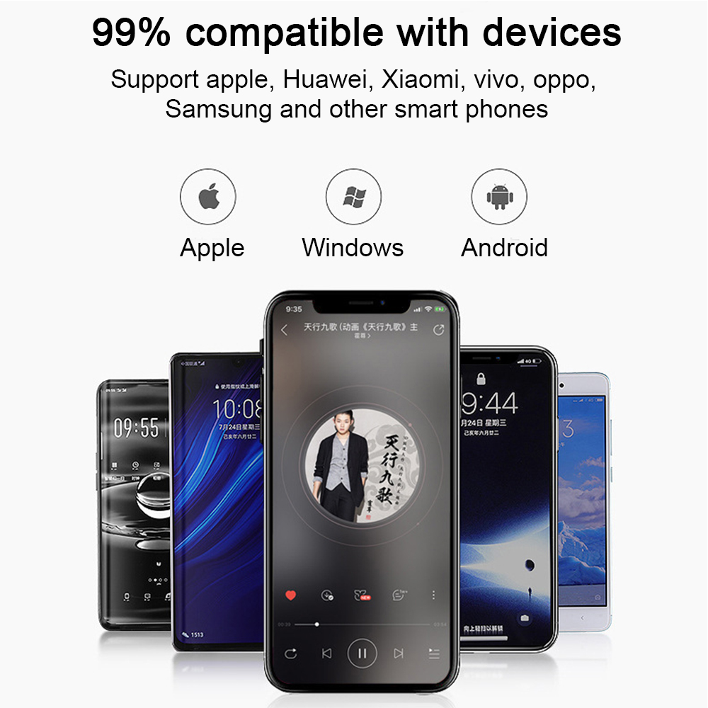 Mehrere Smartphones zeigen Apps und ein Personenbild. Symbole von Apple, Windows und Android werden gezeigt.