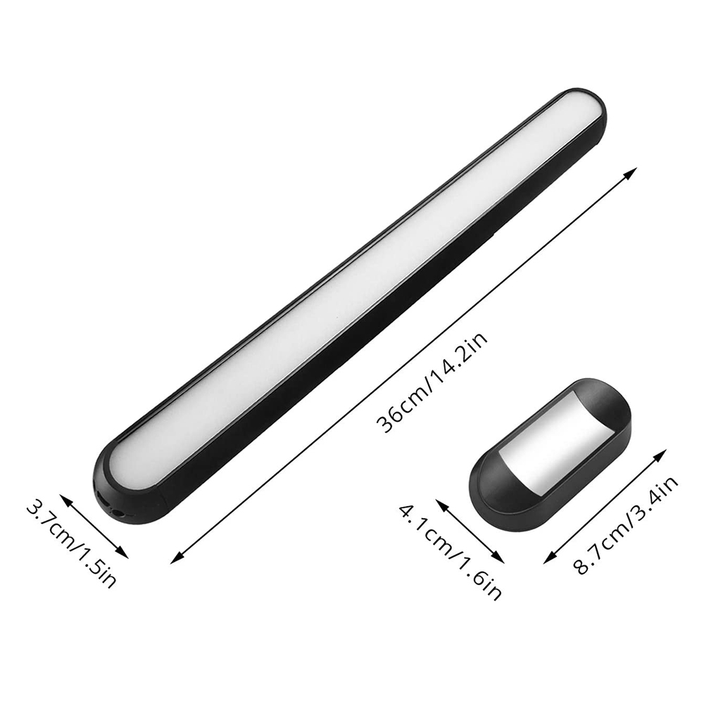 LED-Lichtleiste mit Maßen, neben einem kleineren, passenden Licht.