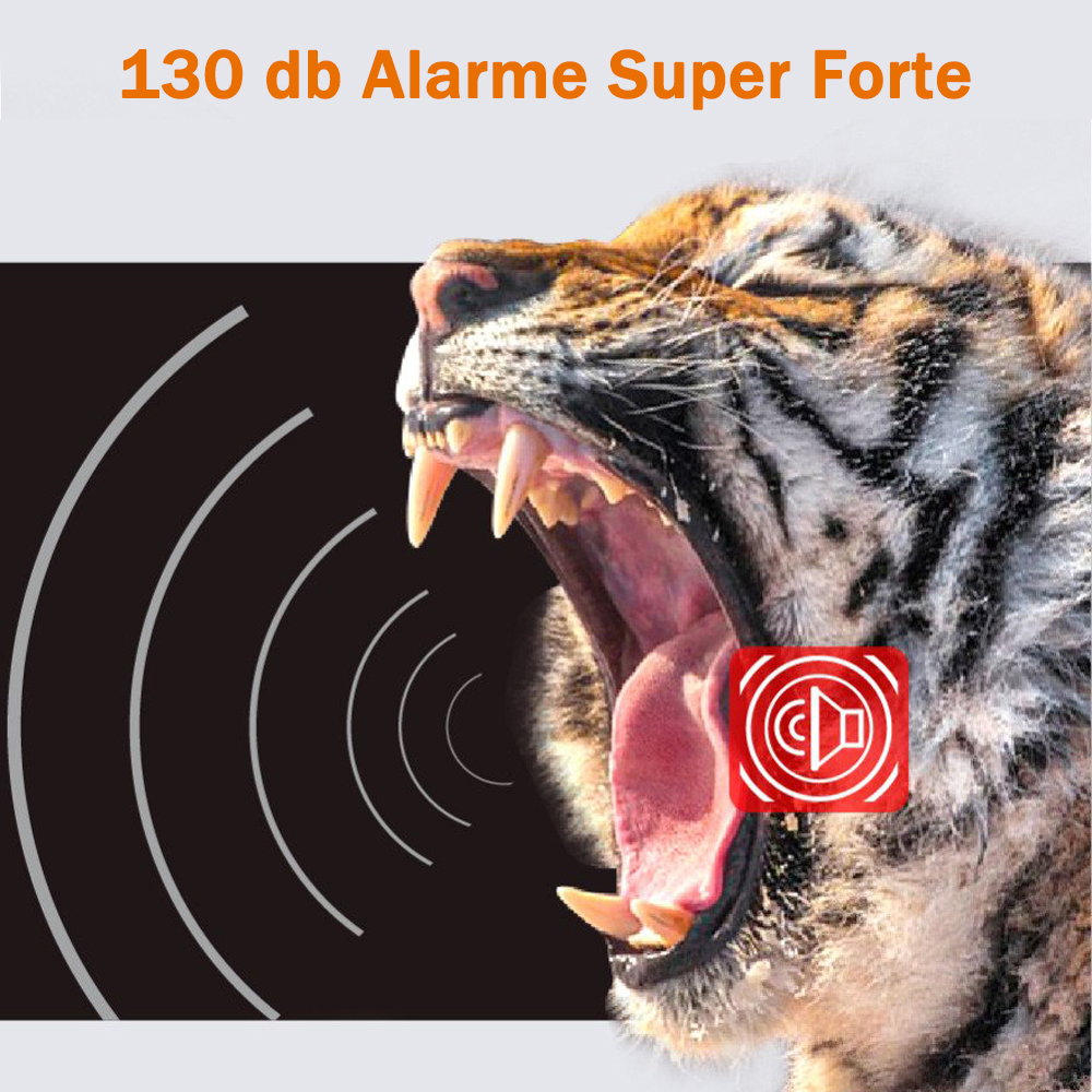 Ein Tiger mit offenem Maul und ein Schallwellensymbol auf schwarzem Hintergrund.