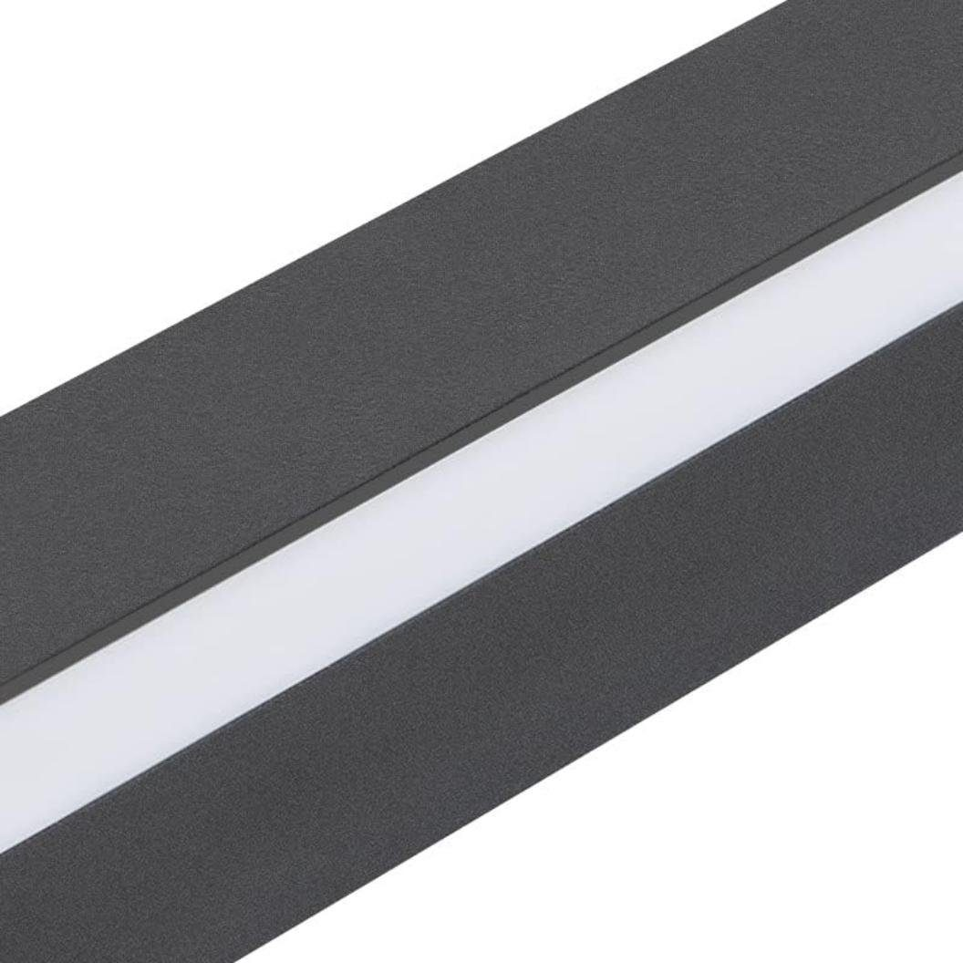 Zbliżenie szarej i białej listwy LED, pokazujące elegancki, nowoczesny design.