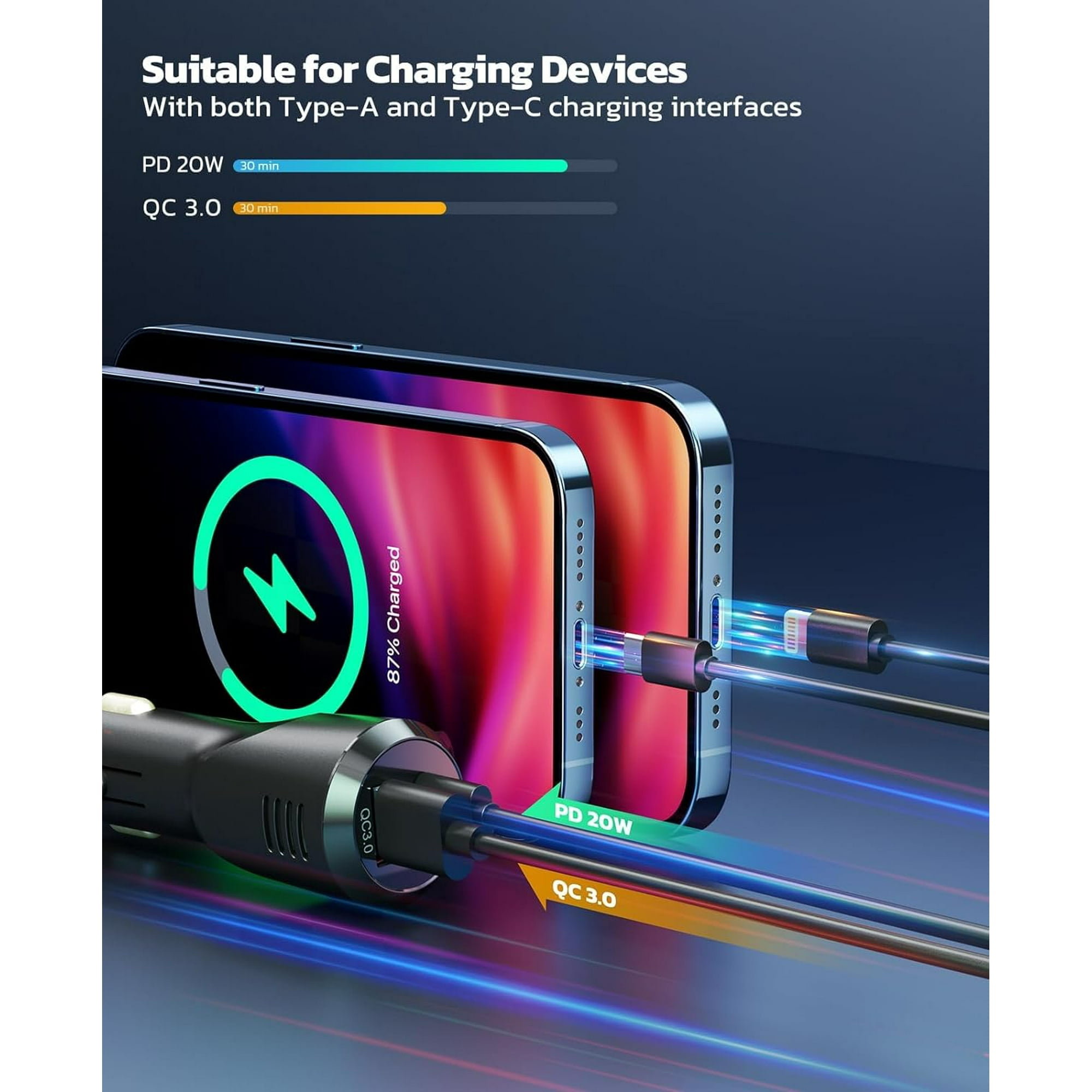 Zwei Telefone, die mit USB-Kabeln geladen werden, zeigen Ladesymbole und Fortschritt.