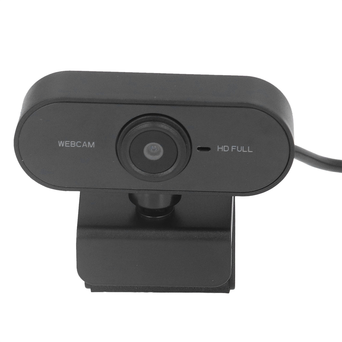 Eine schwarze Webcam mit Objektiv, Mikrofon und dem Text 'HD FULL'.