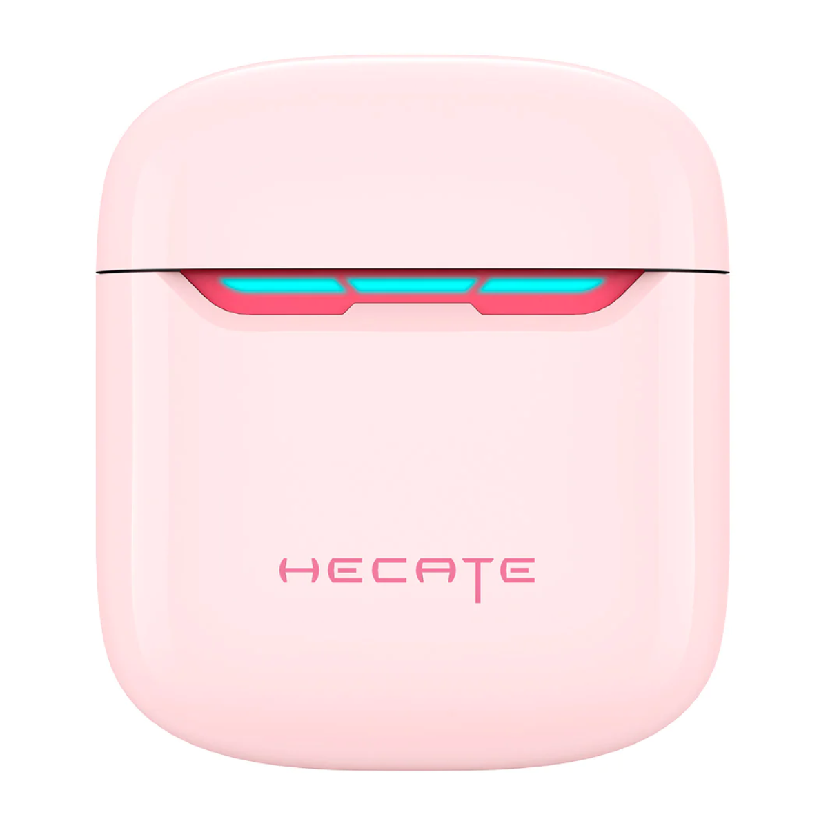 Funda de carga inalámbrica rosa con logotipo y luz.