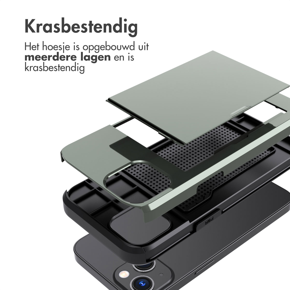 IMOSHION Backcover met pasjeshouder - Geschikt voor Apple iPhone 13 - Telefoonhoesje voor Apple iPhone 13 Donkergroen