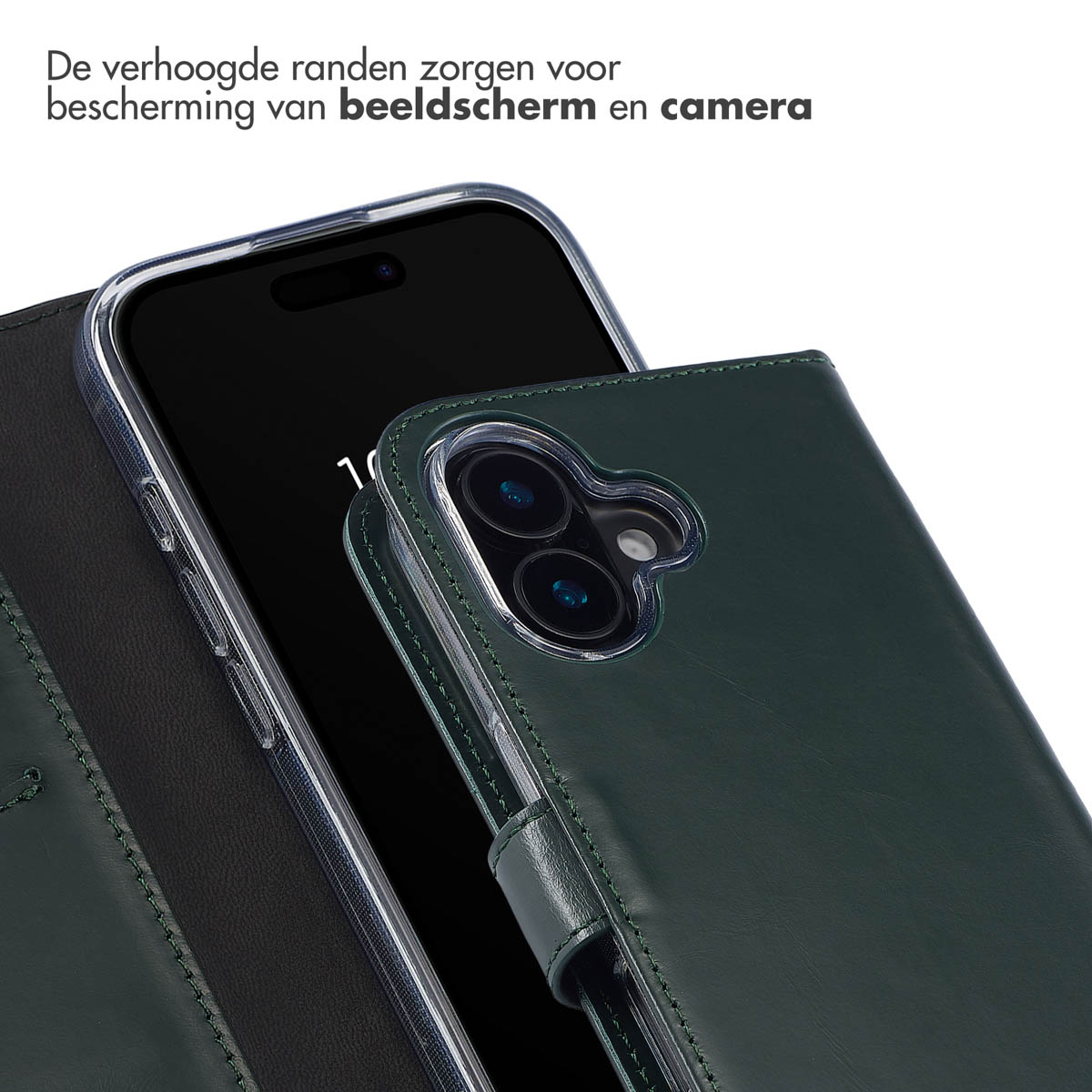 SELENCIA porta carte in vera pelle Cover per Apple iPhone 16, Verde