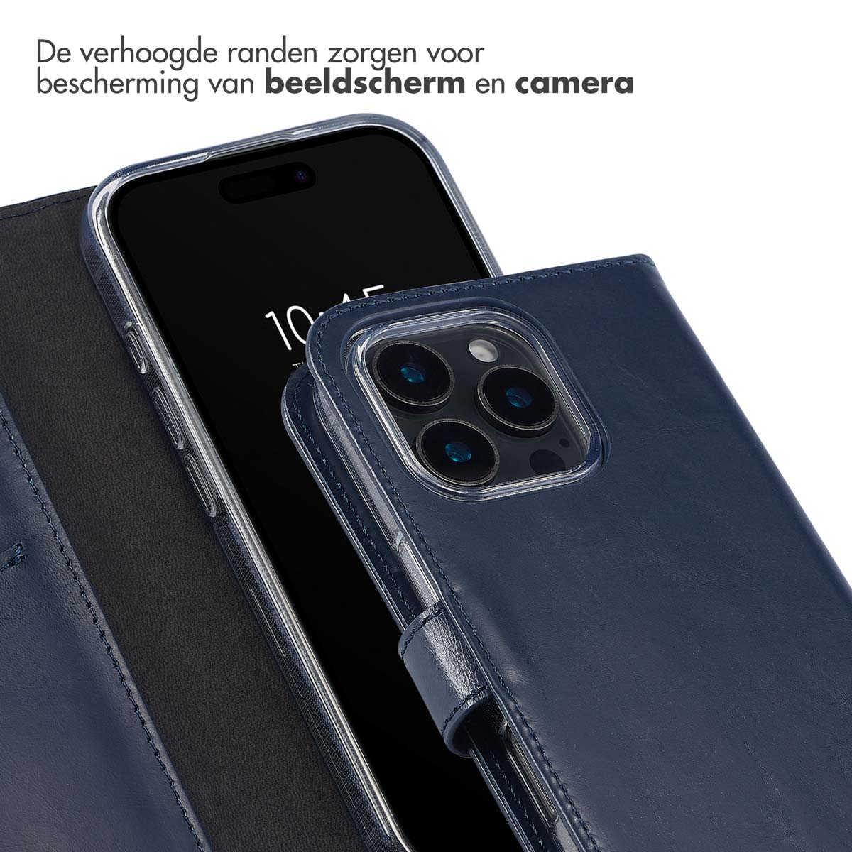 SELENCIA porta carte in vera pelle Cover per Apple iPhone 16 Pro Max, Blu