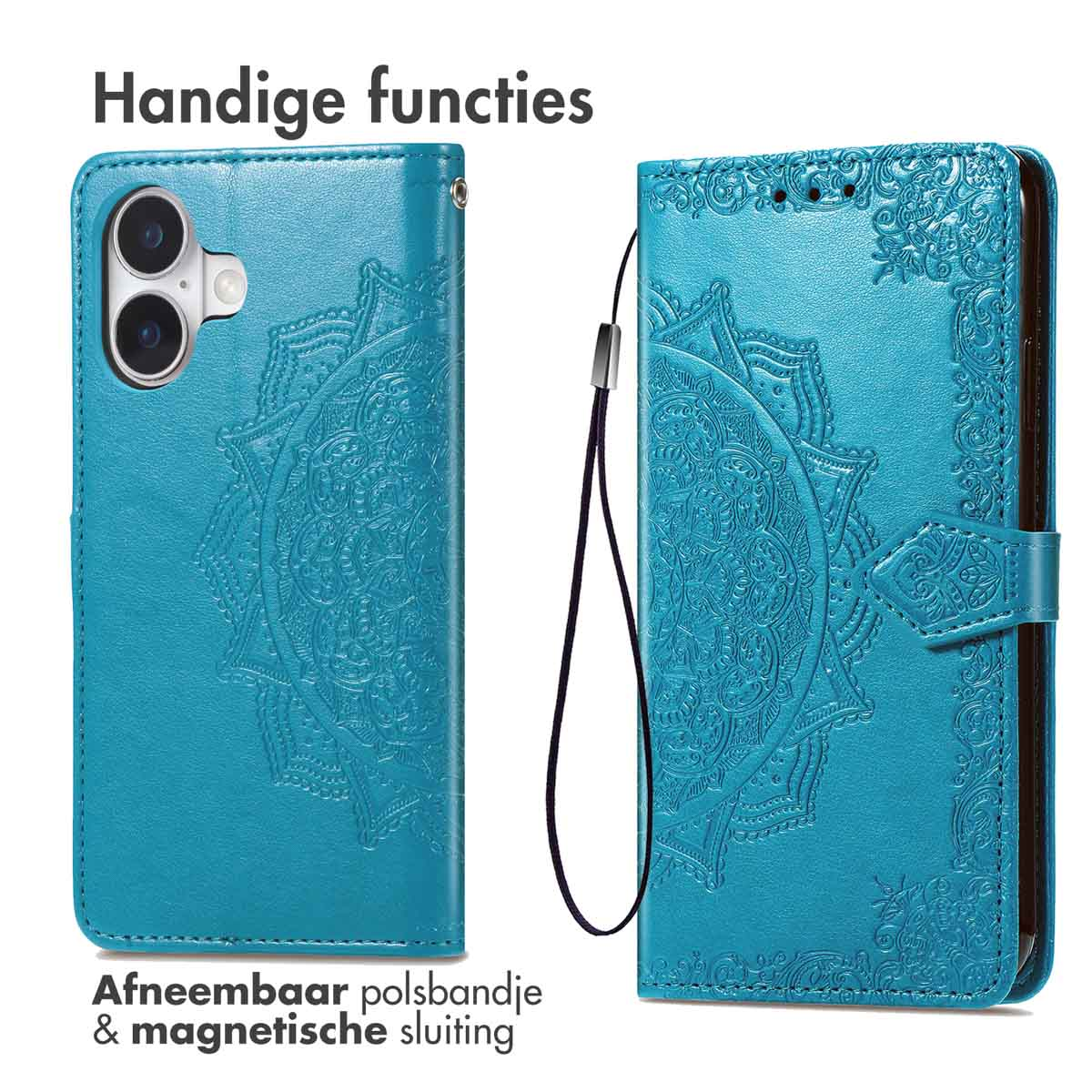 IMOSHION Klapphülle Mandala, Bookcover, Apple, iPhone 16, Türkis