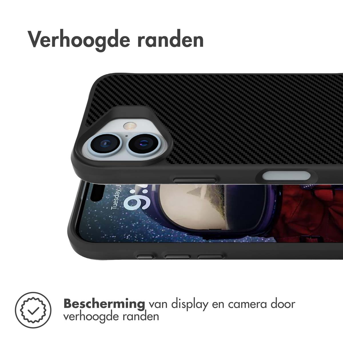 IMOSHION Rugged Hybrid Carbon Cover per Apple iPhone 16, Nero