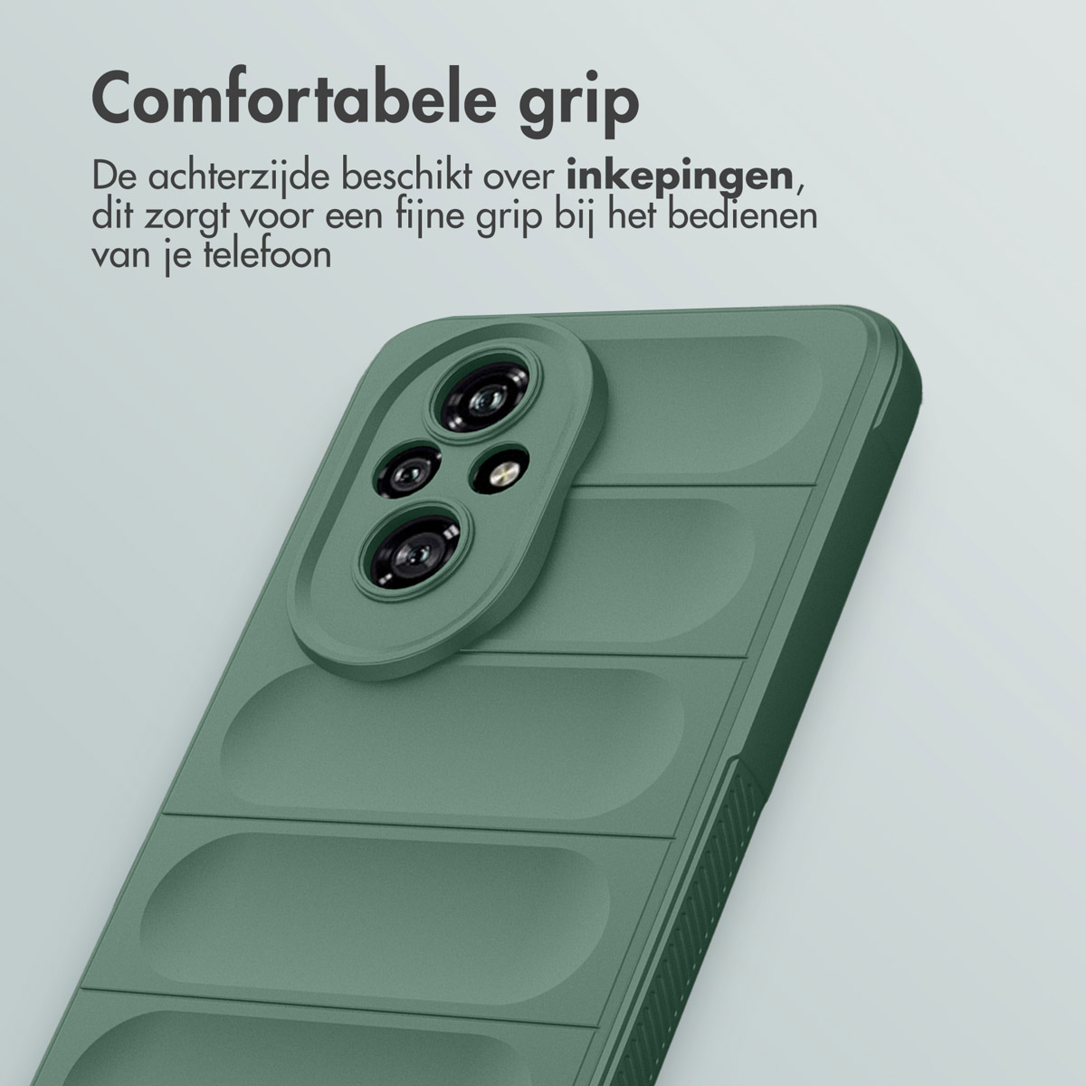 Una custodia per telefono verde scuro con un retro strutturato.