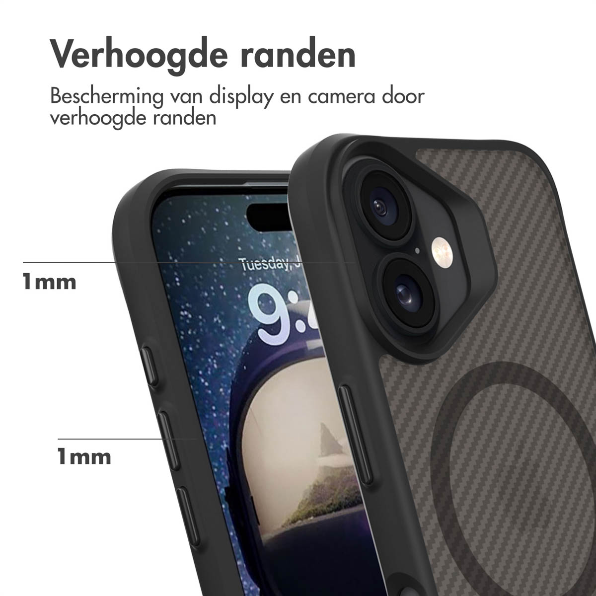 IMOSHION Coque arrière compatible avec iPhone 16 Plus Étui de Téléphone voor Apple iPhone 16 Plus Noir