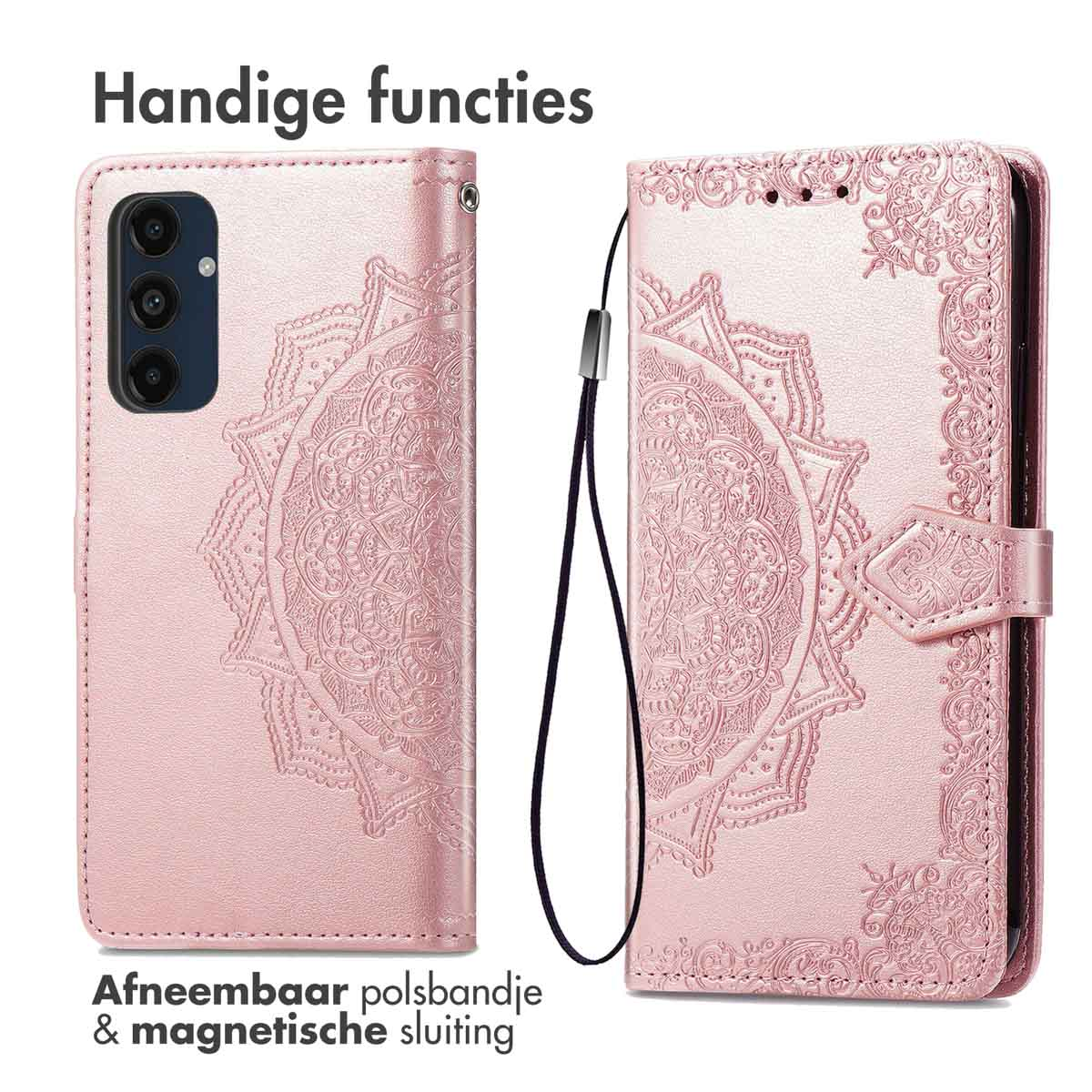 IMOSHION Coque folio compatible avec Samsung Galaxy S24 FE Étui de Téléphone voor Samsung Samsung Galaxy S24 FE Rose dorée