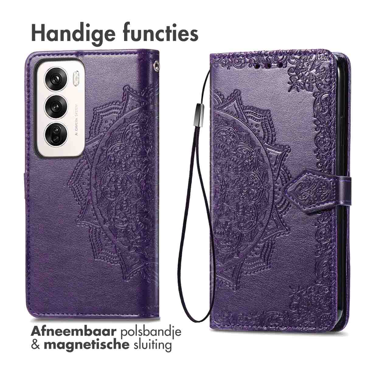 IMOSHION Coque folio compatible avec Oppo Reno 12 Pro Étui de Téléphone voor Oppo Oppo Reno 12 Pro Violet