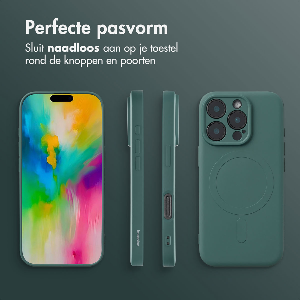 IMOSHION Color Backcover met MagSafe - Geschikt voor Apple iPhone 16 Pro Max - Telefoonhoesje voor Apple iPhone 16 Pro Max Donkergroen