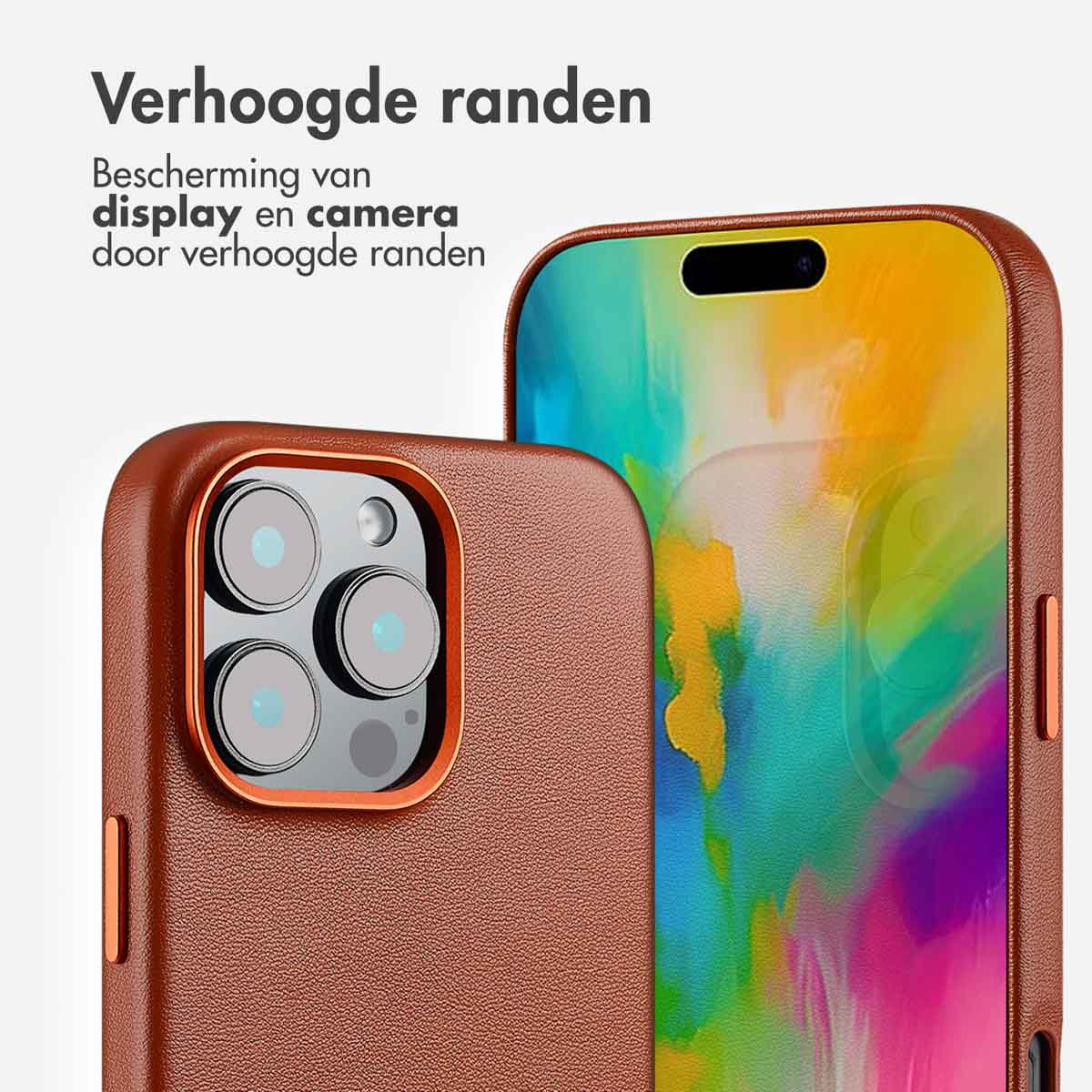 ACCEZZ MagSafe Leather Backcover - Geschikt voor Apple iPhone 16 Pro Max - Telefoonhoesje voor Apple iPhone 16 Pro Max Bruin