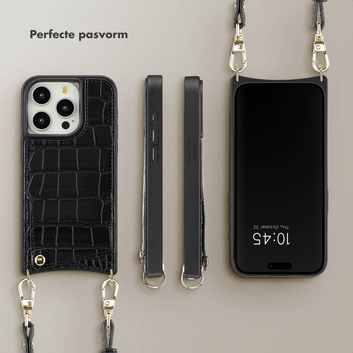 SELENCIA Coque avec lanière compatible avec iPhone 15 Pro Étui de Téléphone voor Apple iPhone 15 Pro Noir