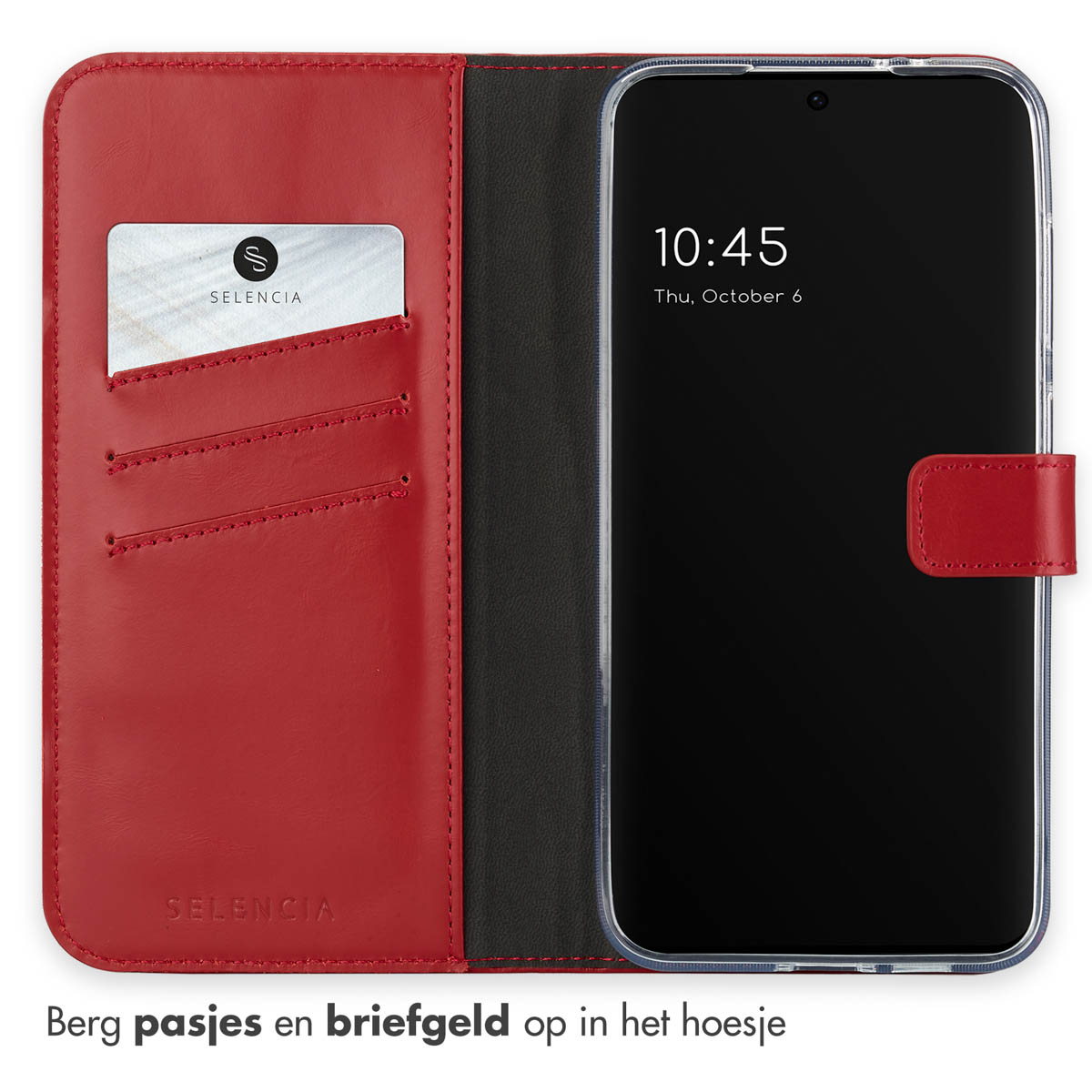 SELENCIA porta carte in vera pelle Cover per Samsung Samsung Galaxy S24 FE, Rosso