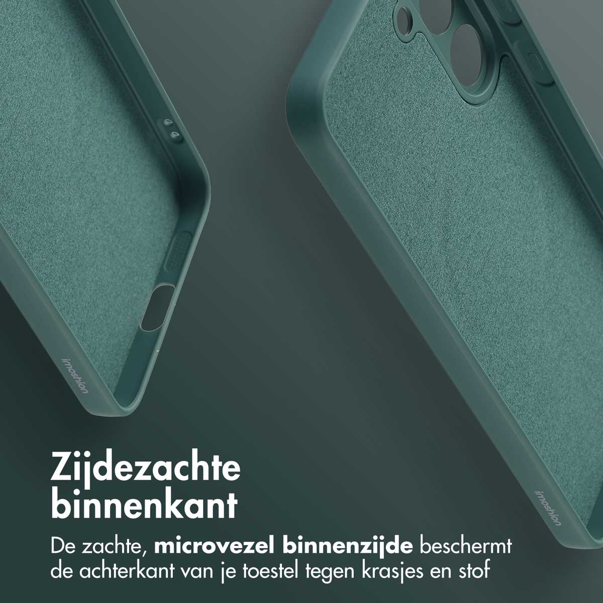 Groen telefoonhoesje binnenkant met een zachte, microvezel voering.